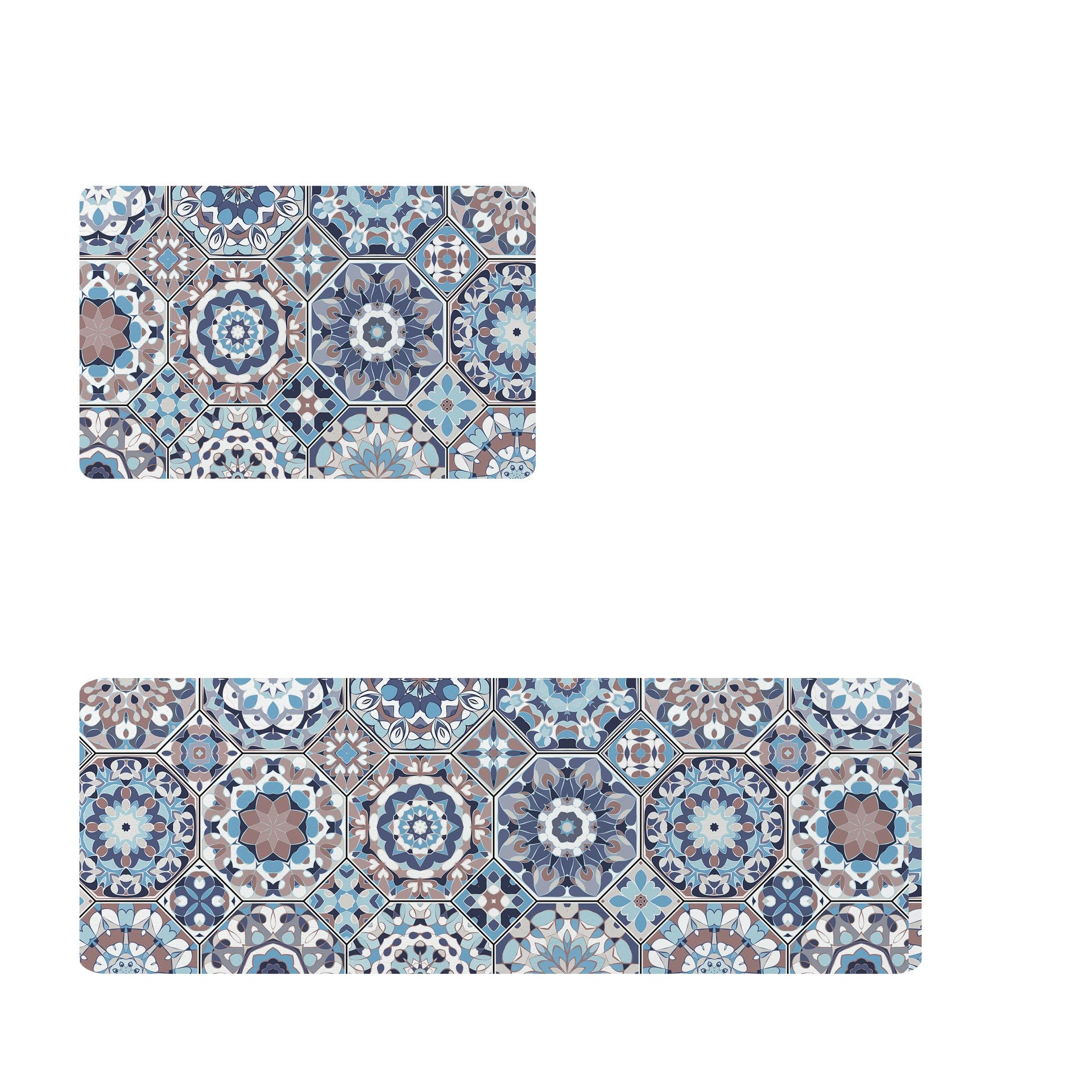 Kitchen Rug Comfort Floor Mat,Anti Fatigue Sets 2 Piece Non Slip Cushioned Kitchen Rugs and Mats Non Skid Kitchen Mats for Floor Waterproof Kitchen Carpet Rug Runner for Sink Laundry Standing (blue)