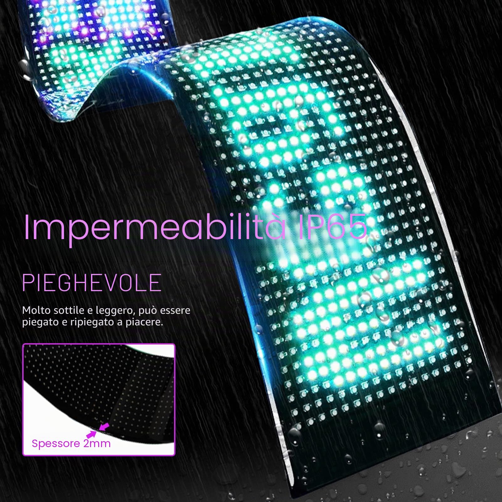 GAESHOW Insegna Luminose LED Programmabile, 37.4x9.2cm USB 5V APP Controllo