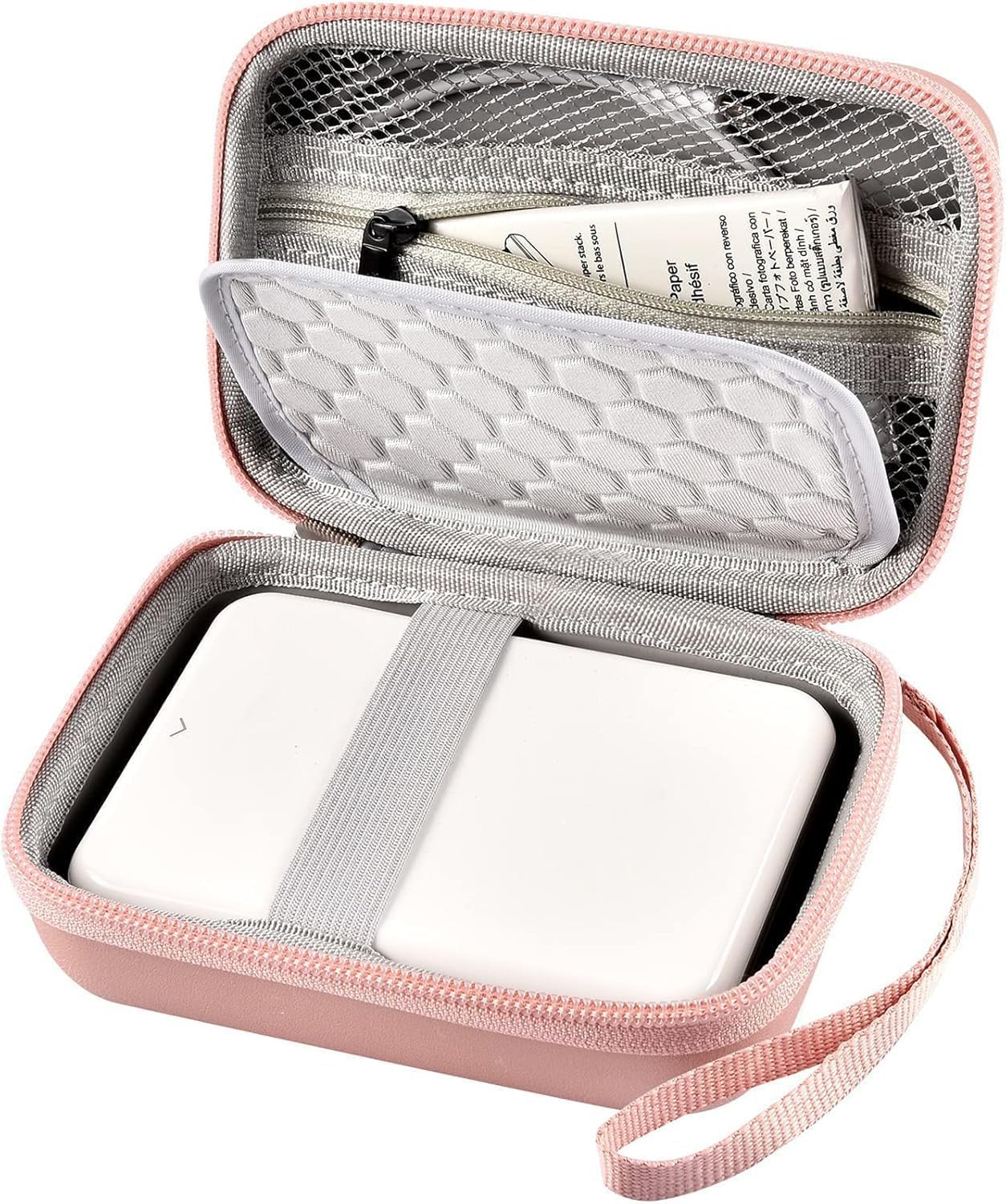 ALKOO Mini Photo Printer Case for HP Sprocket 2x3/ for Canon IVY and IVY 2 | Hard EVA Shell, Elastic Strap, Fits for Canon CLIQ/CLIQ+/CLIQ 2, Stores Paper and Cables, Case Only
