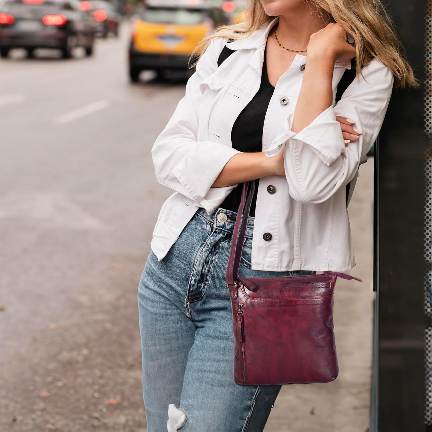 Leather Crossbody Bags for Women - Ladies Sling Handbags - Medium Cross body Purses Handbags - Purses For Women - Image 2