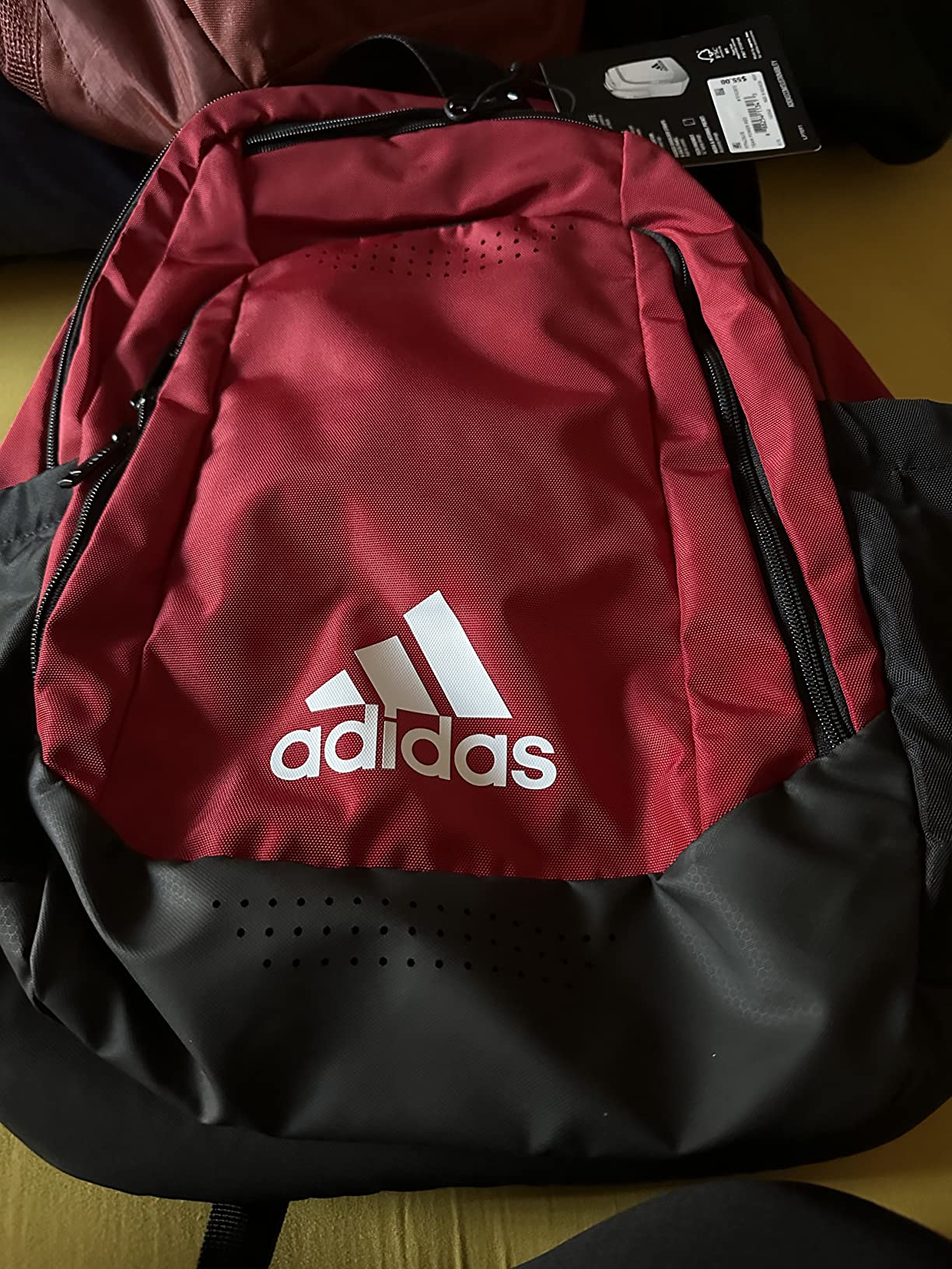 8/mo Finance adidas Defender Team Sports Backpack, White/Black/Gold