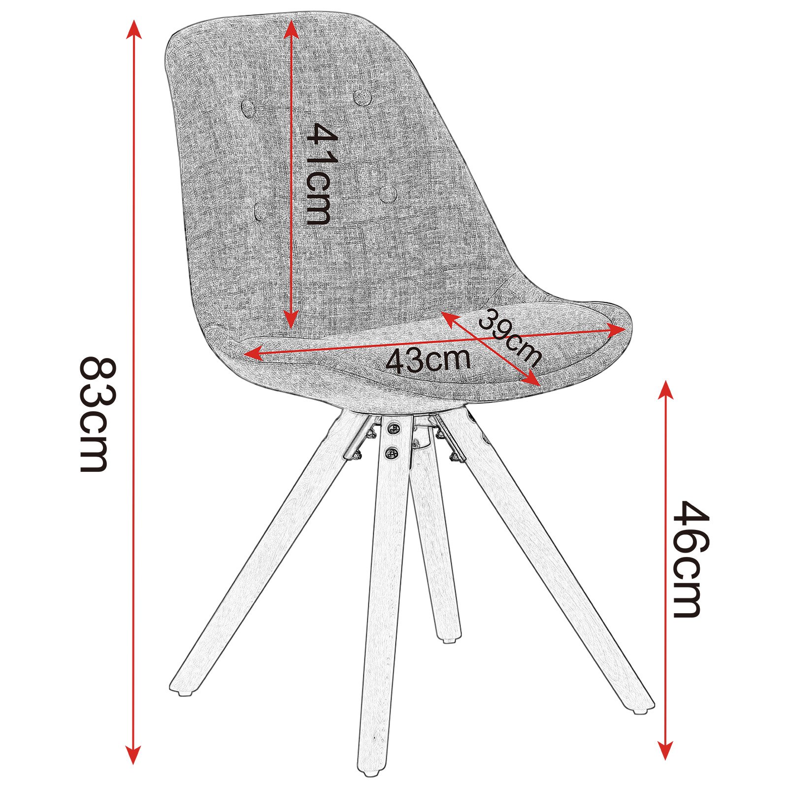 WOLTU Juego de 2 Silla de Comedor,Lino,Gris | Estilo Vintage,Pata de Madera, Maciza con Respaldo