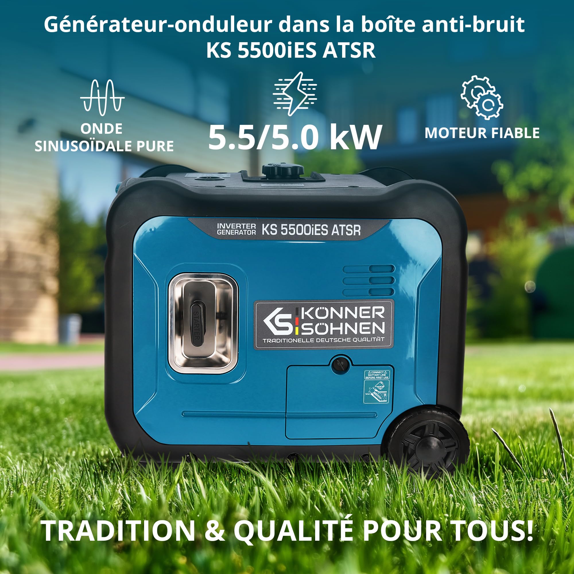 Könner & Söhnen KS 5500iE S ATSR Générateur de courant 5500 W,powerstation d'alimentation avec affichage LED, unité d'alimentation de secours Euro V.