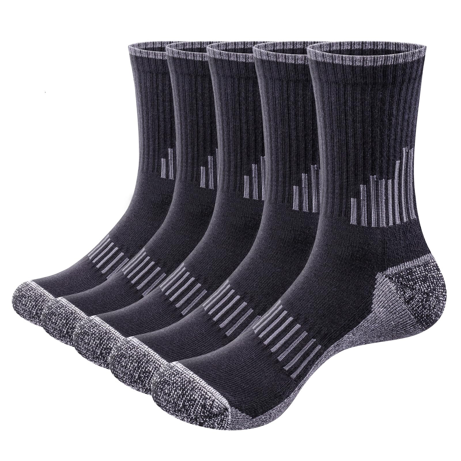 YUEDGE Womens Cushioned Crew Socks For Women, Moisture Wicking Casual Everyday Work Gym Golf Training Athletic Socks, 5 Pairs
