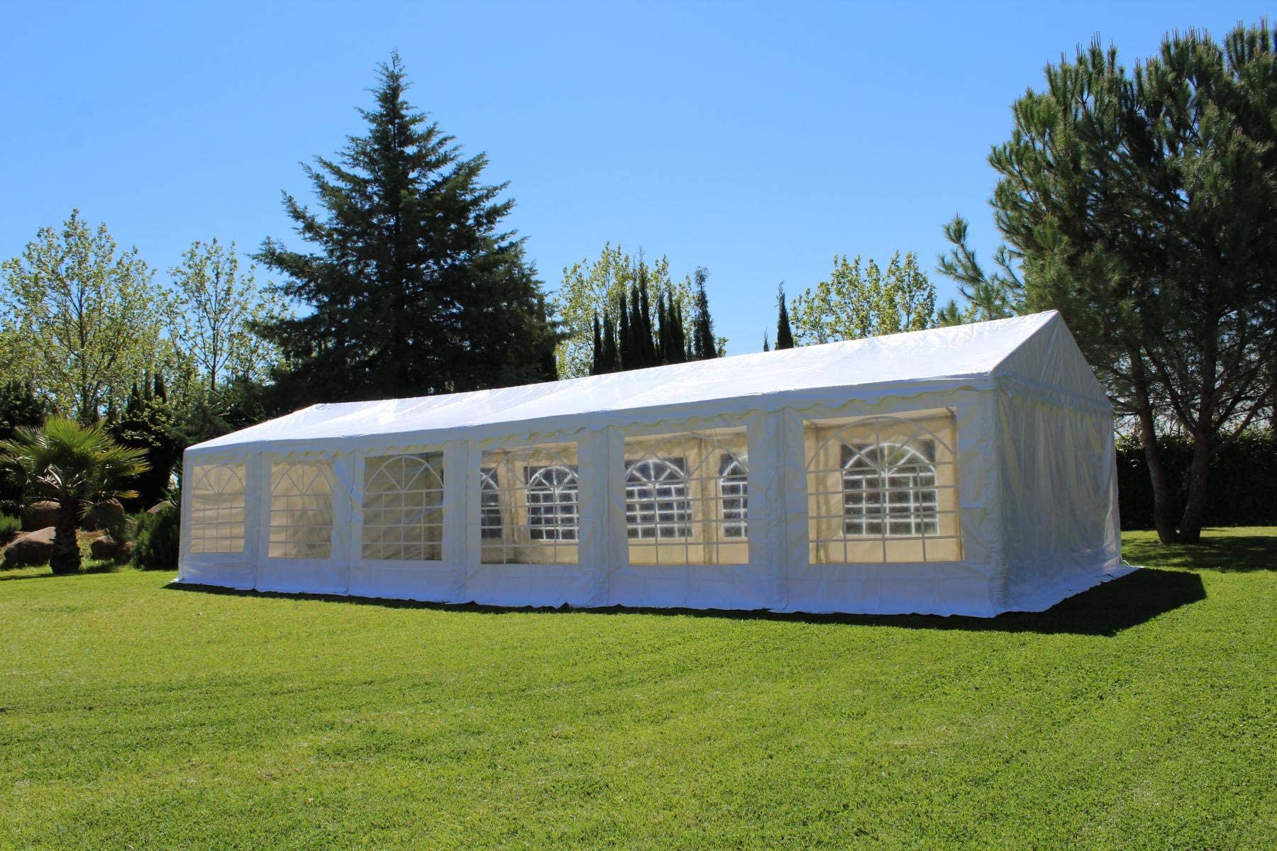 Carpa 12x5 de Lona Reforzada 500 Gr para Exteriores con Ventanas | Carpa impermeable con ventanas. Ideal para bodas, eventos, hostelería, jardines y celebraciones al aire libre.