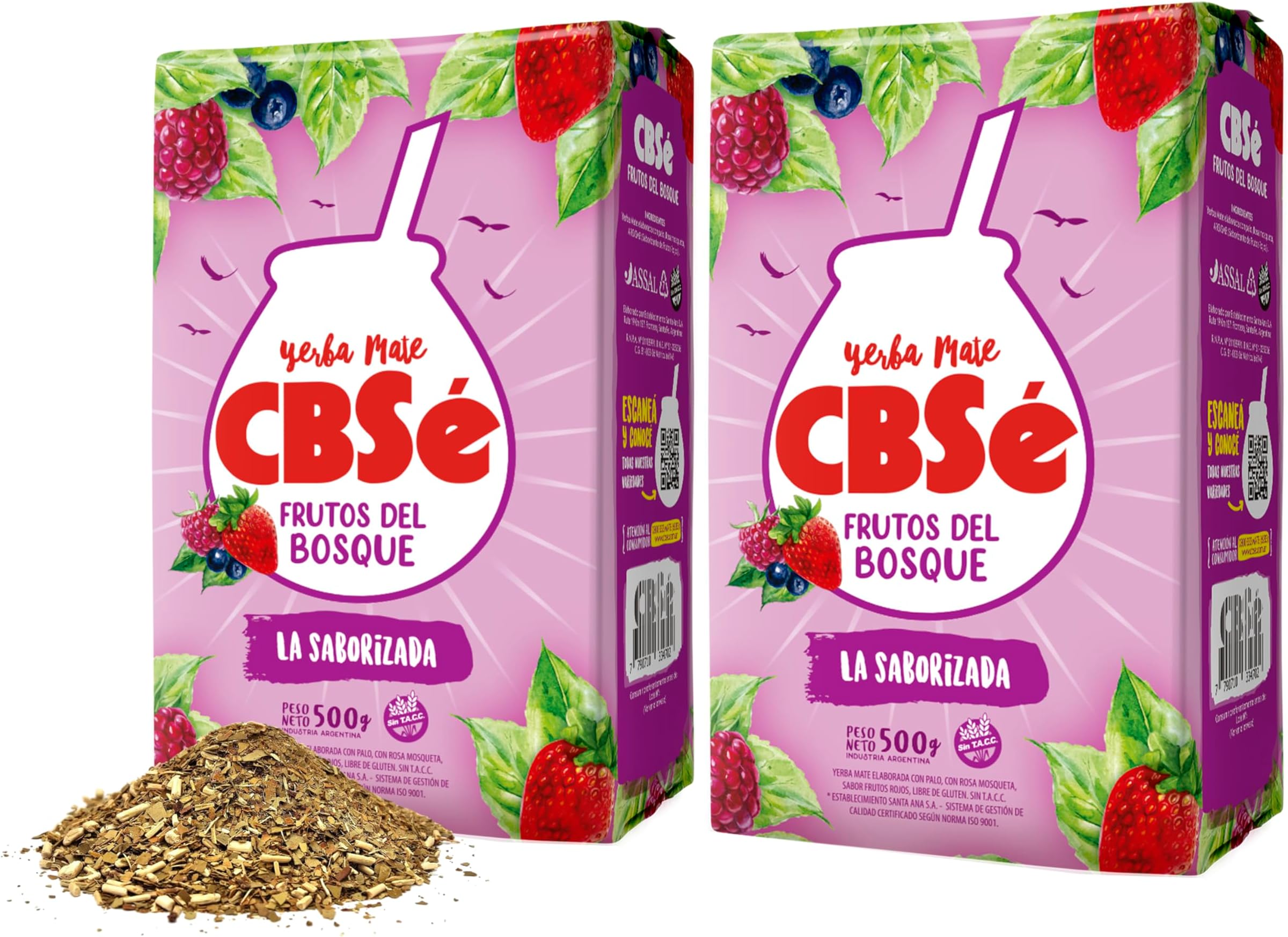 CBSé Yerba Mate Forest Fruit Blend – 2 Pack (500 g Each), Berry-Flavored Loose Leaf Yerba Mate Tea.