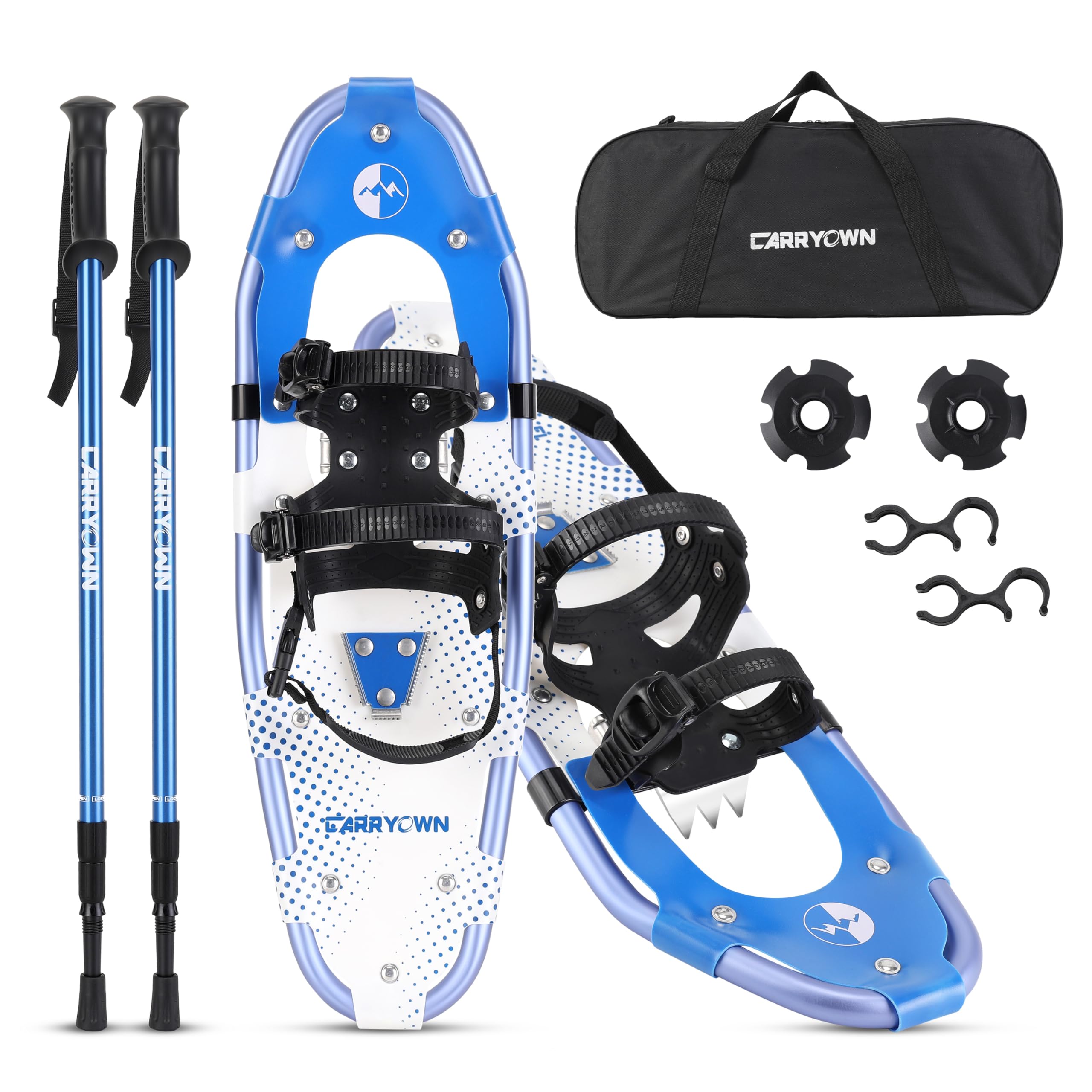 Carryown Snowshoes for Adults Men Women Youth Kids, Light Weight Aluminum Alloy Terrain Snow Shoes with Trekking Poles and Carrying Tote Bag