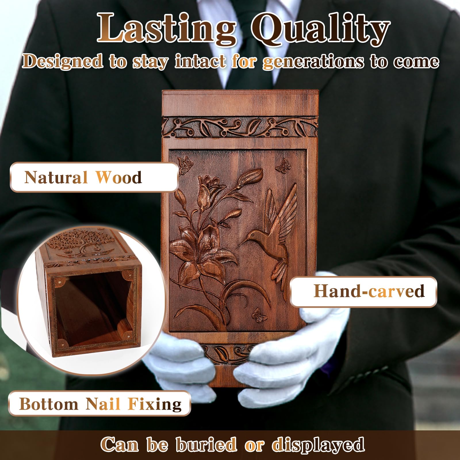 Angelurne Für Asche - Handgefertigte Urne Mit Angel-Motiv