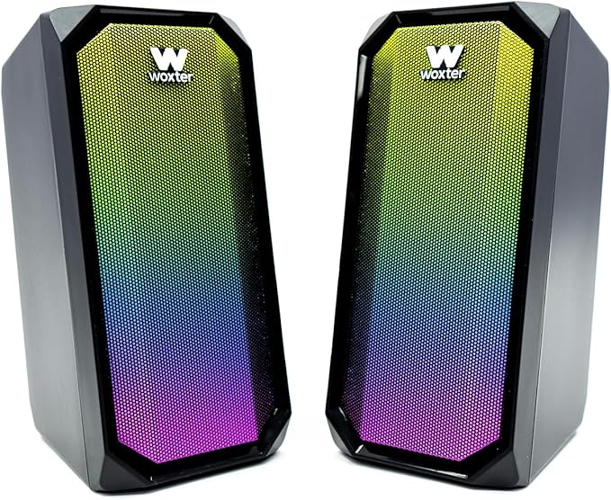 Woxter Big Bass 97 BT - Altavoz para PC, Toma de 3,5 mm, Bluetooth, Compacto, Leds, Modos de iluminación, Mando de Control
