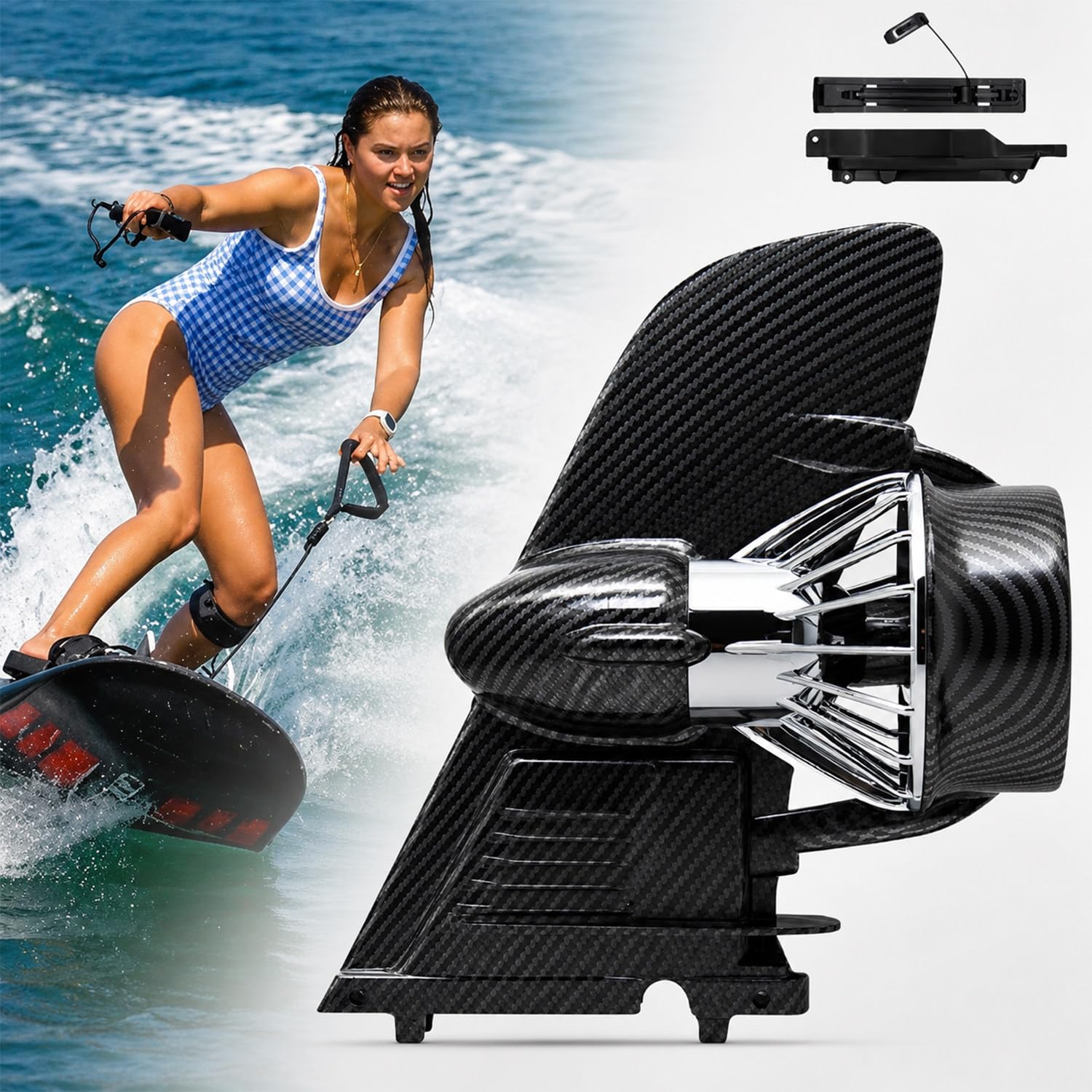 twostronking 288wh Sup Electric Fin, 160w Paddle Board Motor, Kayak Motor, With Three Adjustable Gears, 20km Ultra-Long Driving Range, 2-3 Hours Driving Time, For Kayaks and Stand-Up Paddle Boards