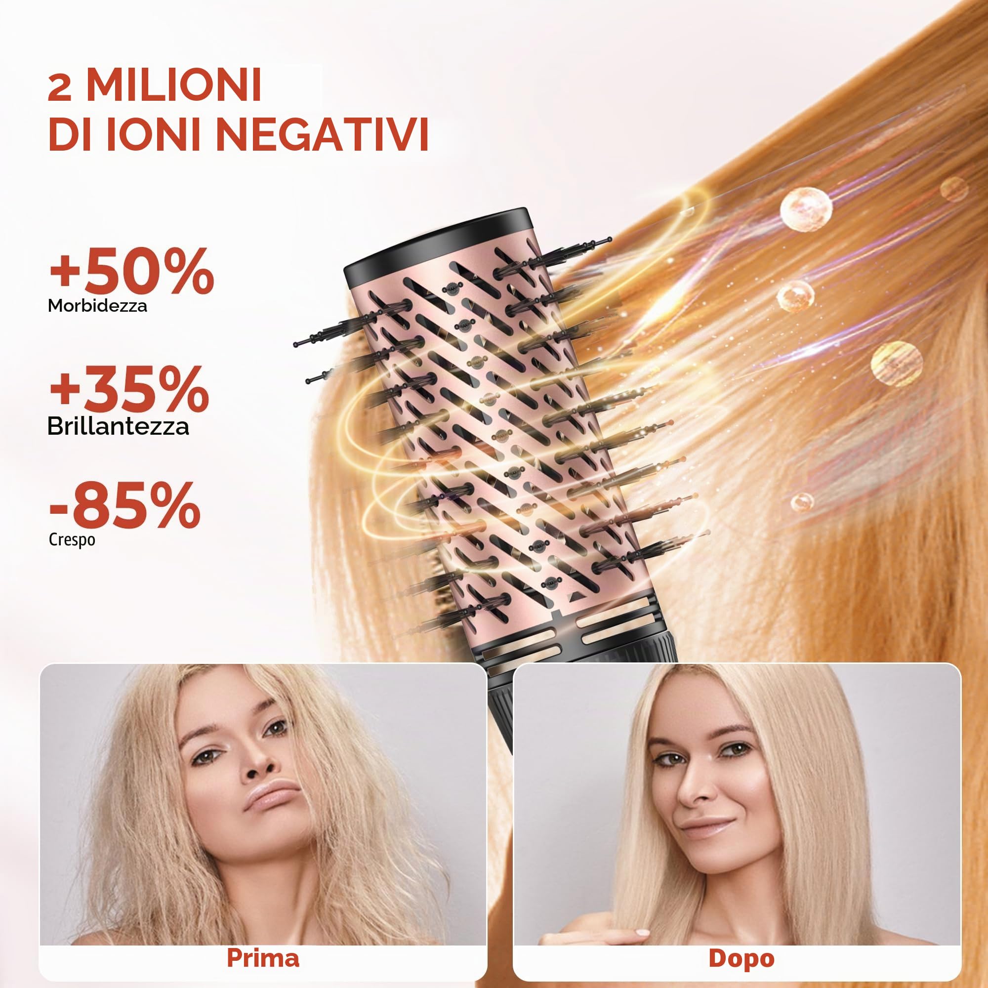 Hairstyle Airstyler 5 in 1 con spazzola rotante ad aria calda da 1000 W, spazzola per asciugacapelli, spazzola rotonda, arricciacapelli ad aria, spazzola per acconciature, styler multistyler per