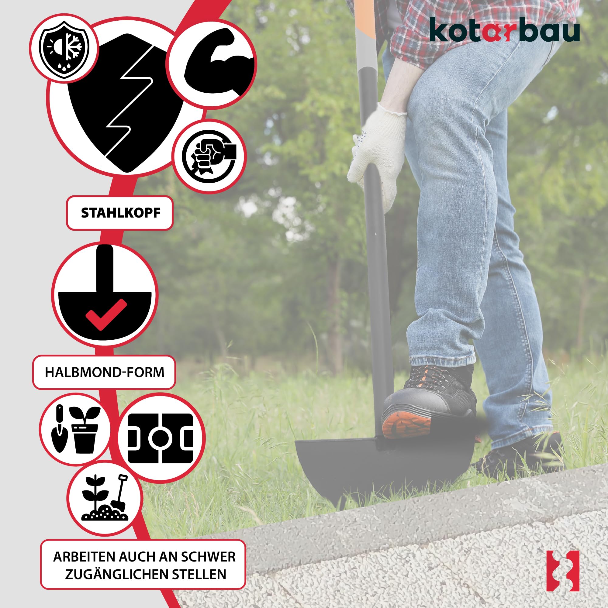 KOTARBAU® Coupe-Gazon | La Pelle en T Est en Acier Et Le Tige en Métal De 122 Cm | Dresse Bordure | Coupe-Bordures Manuels | Coupe Bordure Manuel | Dresse Bordure Manuel | Coupe Bordure Manuelle