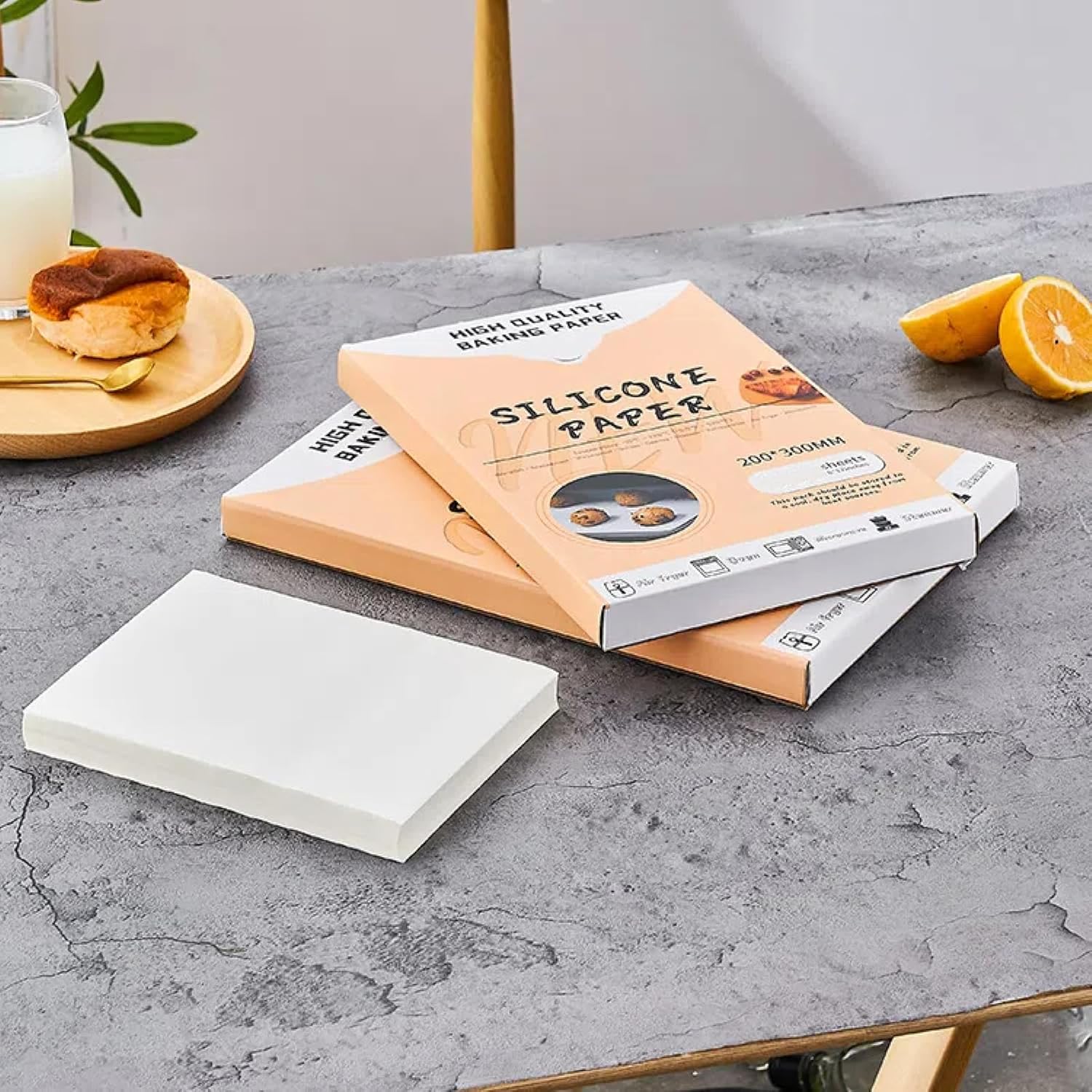 Flat parchment paper, high temperature resistant baking silicone oil paper, used for baking biscuits, cooking, frying, air fryer, barbecue grill, oven use