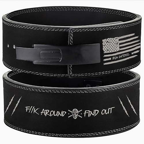 Miniatura 9 de Cinturón de Levantamiento de Pesas - Cinturón de Palanca para Gimnasio de 10 mm de Cuero para Levantamiento de Pesas para Hombres - 4 Pulgadas de