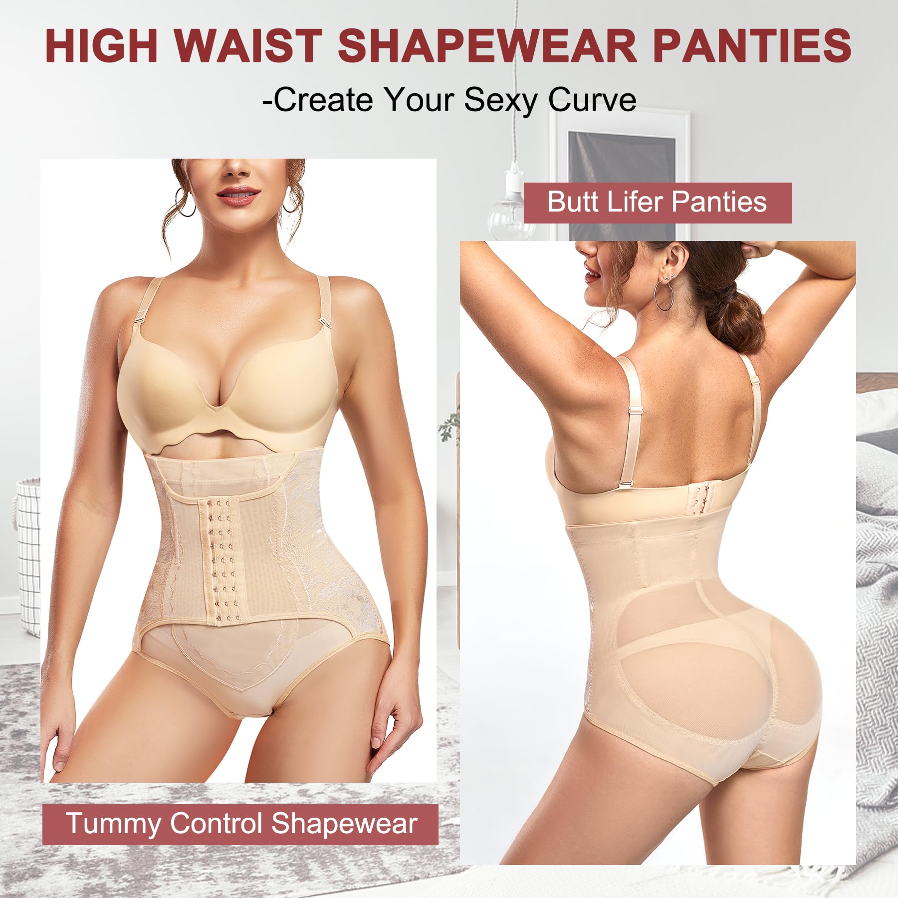 KUMAYES Culotte Sculptante Femme Gaine Ventre Plat Culotte Gainante Taille Haute Panty Minceur Shapewear
