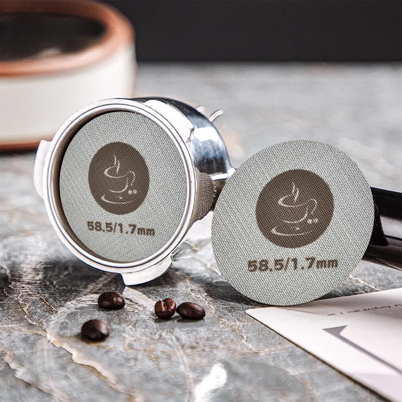 2 Stuks Espresso Zeef voor Zeefdrager 53,5 mm, 1,7 mm Dikke 150um