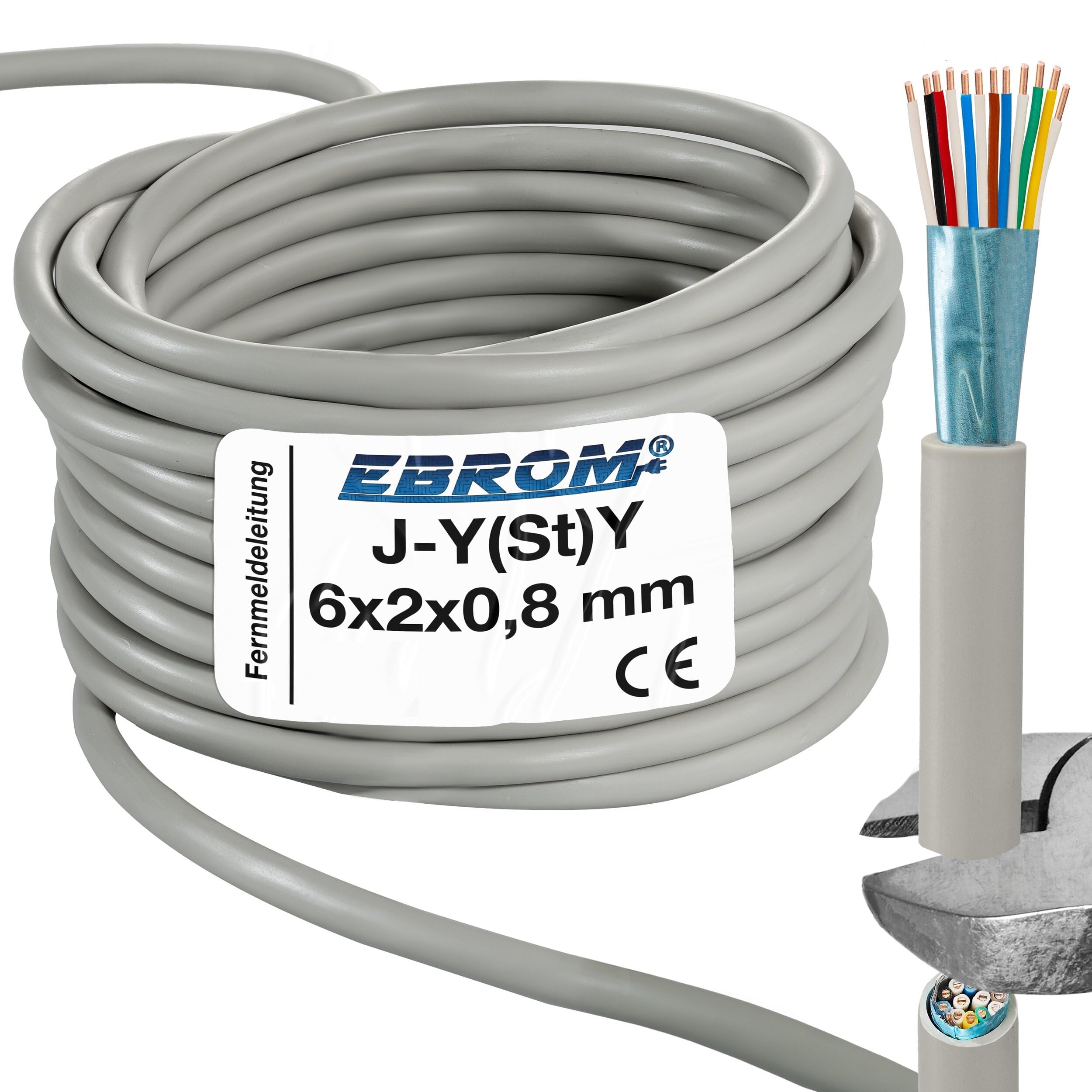Mando a cable para teléfono de J y (St) y 6 x 2 x 0,8 mm apantallado con beidraht – Metro exactamente – Selección en incrementos de 1 m (M/longitudes Ver múltiples opciones de Bullet puntos)