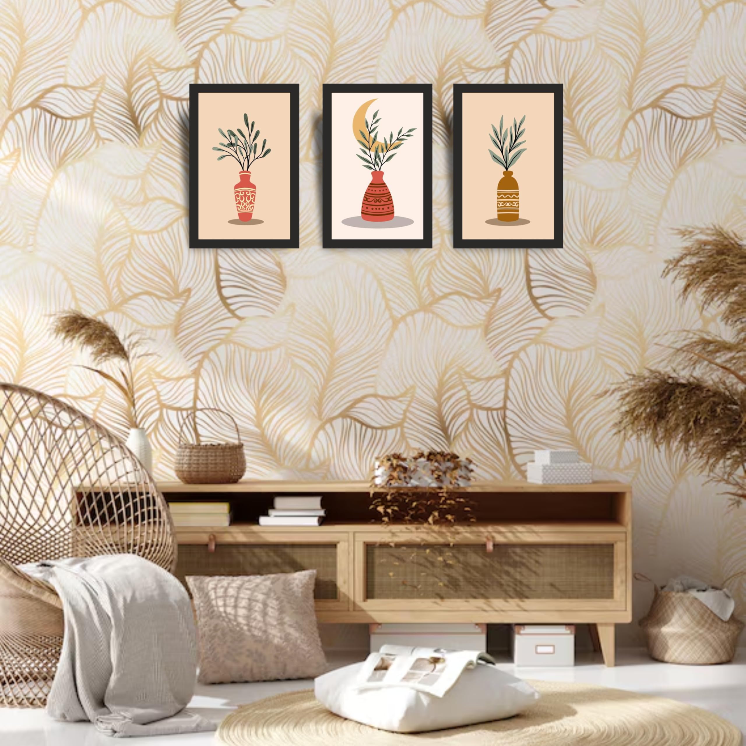 Traditional Decorative Vase Wall Art Set of 3 Frames