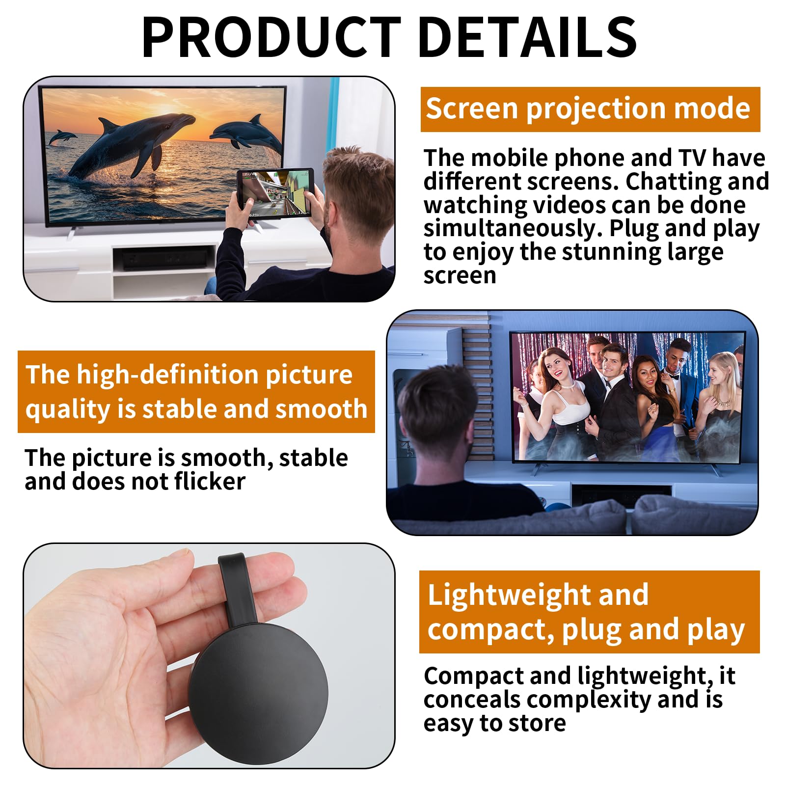 Adaptateur HDMI Sans Fil 1080P WiFi, Dongle Wireless Display