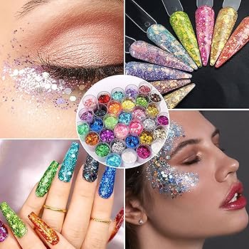 Amazon.co.jp: ネイル グリッター 32色セット キラキラ カラフル 大