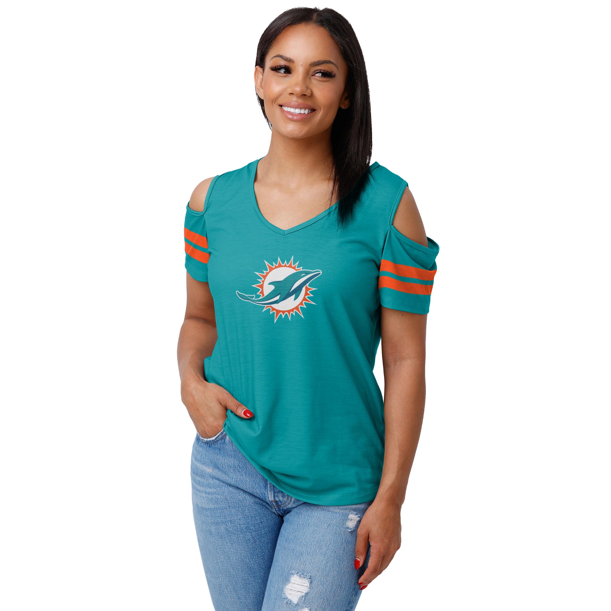 NFL Womens NFL Ladies Fashion Cold Shoulder Top Shirt