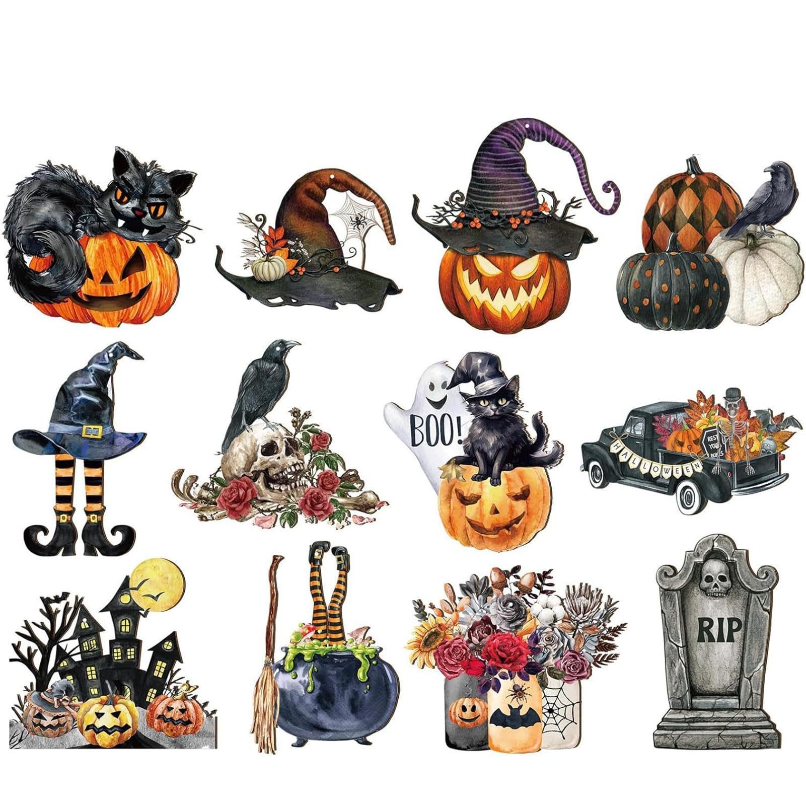 Amazon.co.jp: Misaakoeq 小さなハロウィンオーナメント | 木製ツリー