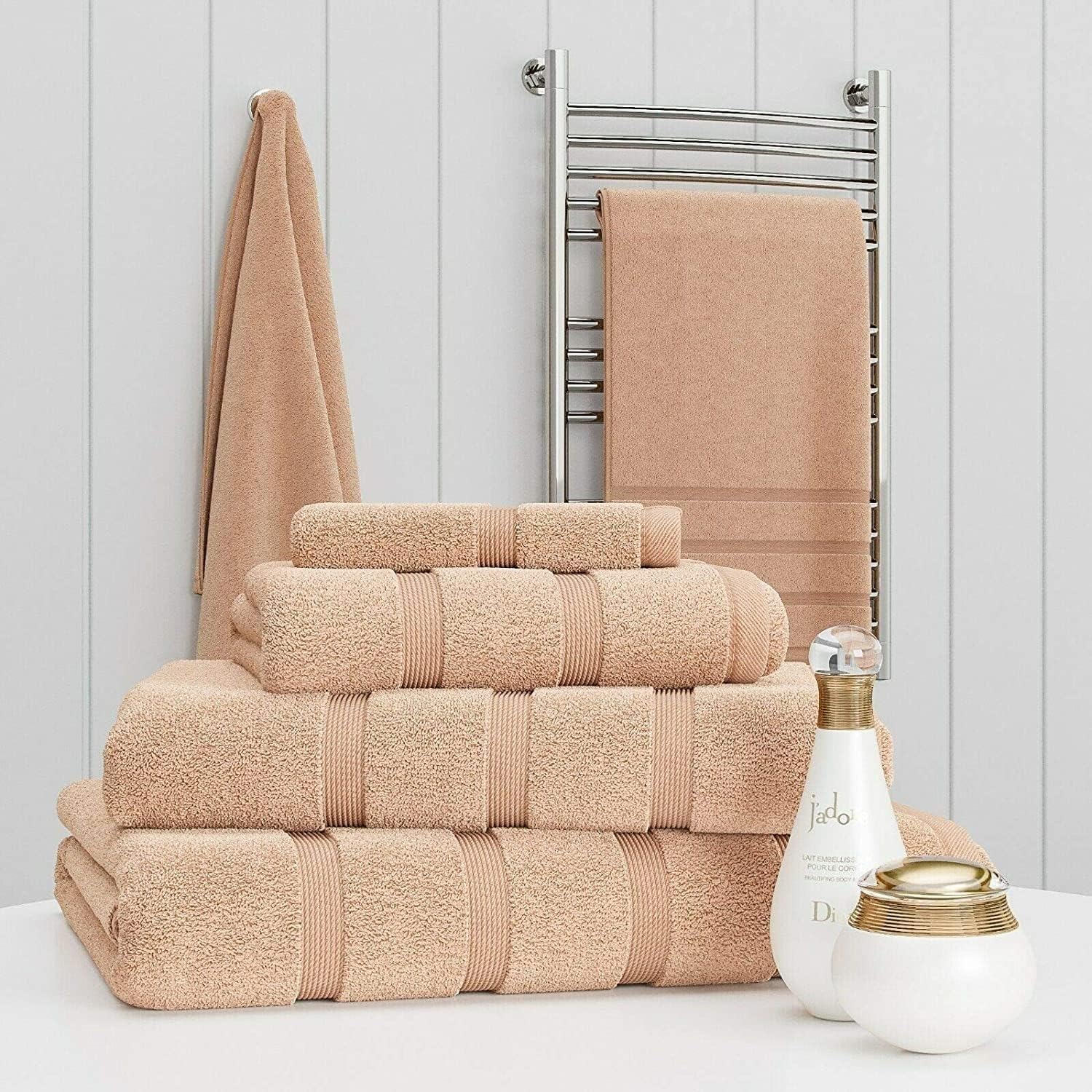 RugsCity Luxury Towel Set 100% Cotton 2 Piece Towel Set Hand Towel Bath Towel Bale 500 GSM Bathroom towels 2 Piece Sets (Beige)