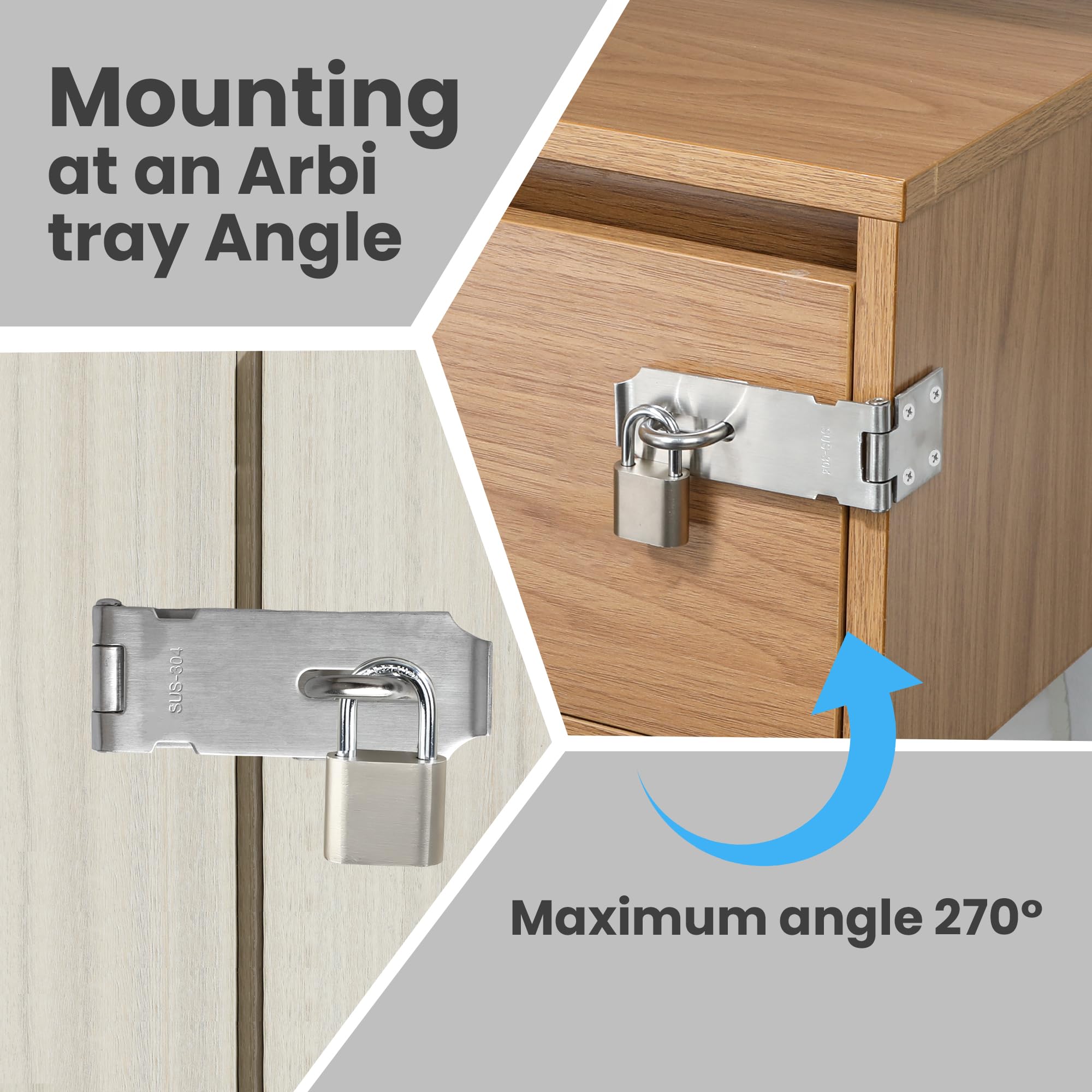 Alise MS9 Padlock Hasp Door Clasp Hasp Lock Latch SUS 304