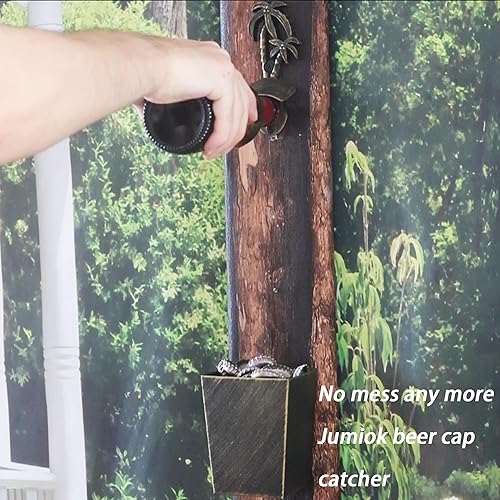Miniatura 8 de Jumiok Atrapasador de tapas de botella de cerveza de plata antigua con montaje en pared estrecho de acero inoxidable retro para patio trasero
