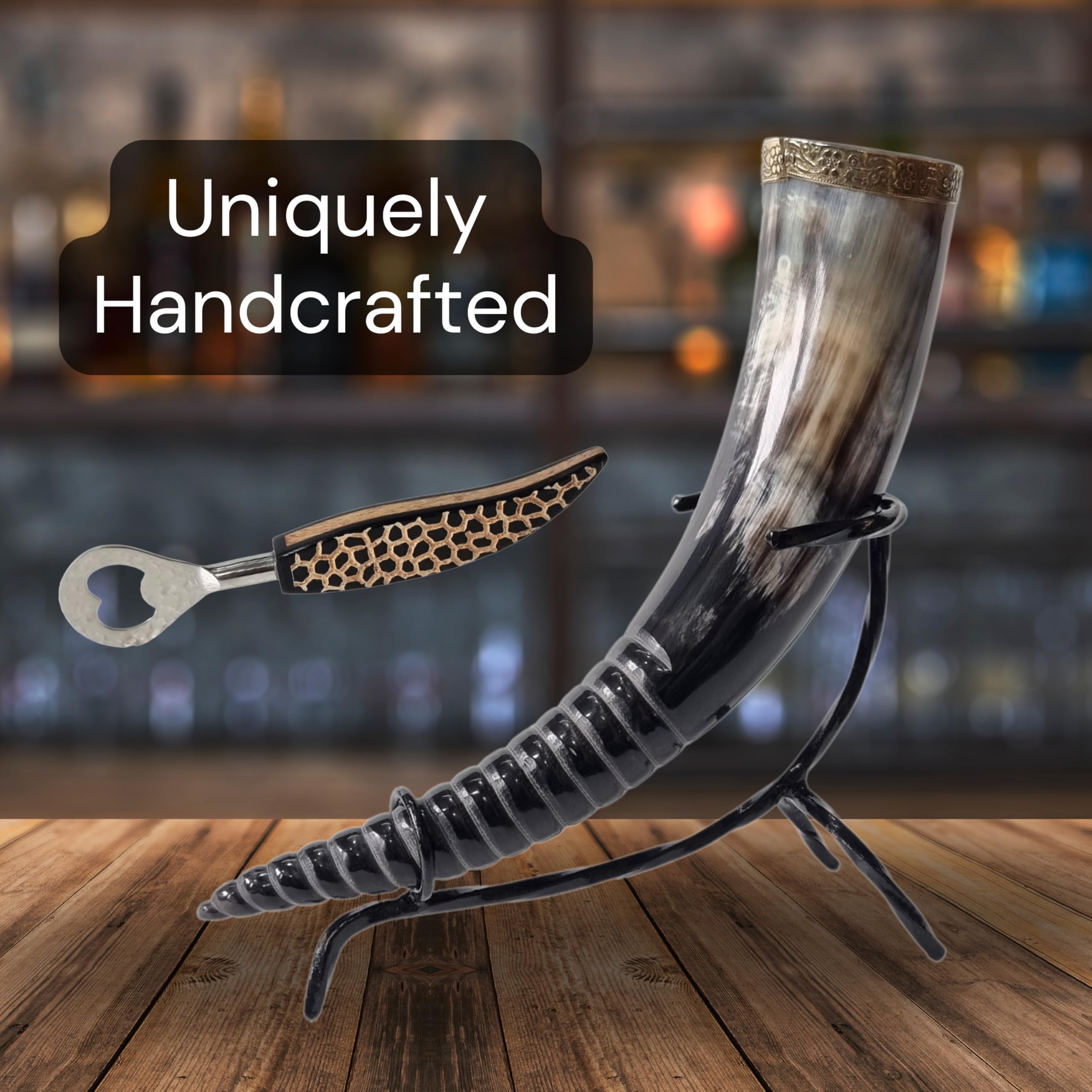 Amazon.com | Viking Drinking Horn With Metal Stand and Bottle