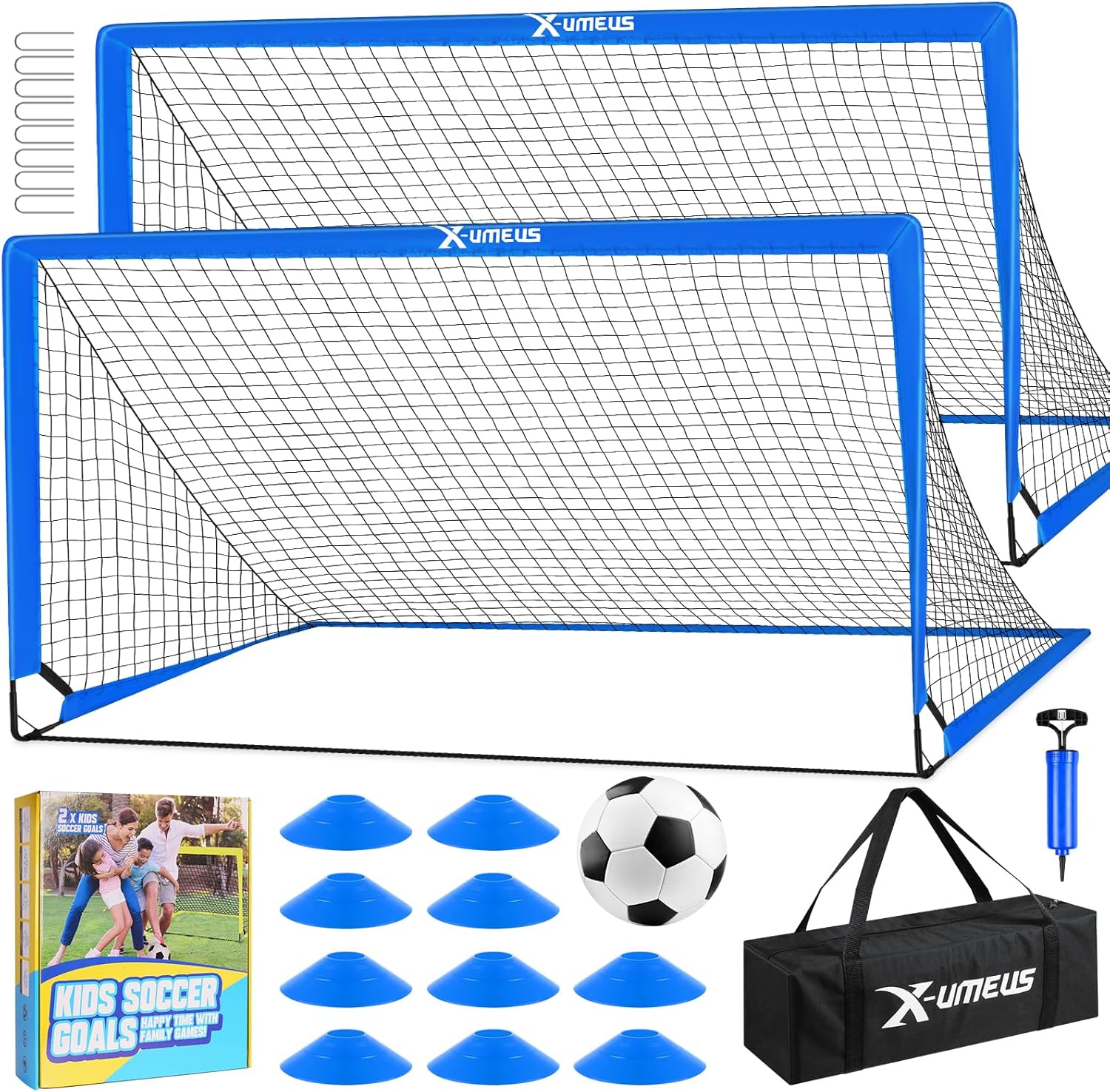 Kids Soccer Goals for Backyard Set of 2, 4 x 3 ft/6 x 4 Toddler Soccer Goal Training Equipment with Soccer Ball, Cones, Pop Up Soccer Net for Kids Age 3-5 4-6 6-8 8-12 10-12 Outdoor Games Sports Gifts