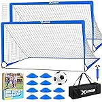 Kids Soccer Goals for Backyard Set of 2, 4 x 3 ft/6 x 4 Toddler Soccer Goal Training Equipment with Soccer Ball, Cones, Pop Up Soccer Net for Kids Age 3-5 4-6 6-8 8-12 10-12 Outdoor Games Sports Gifts