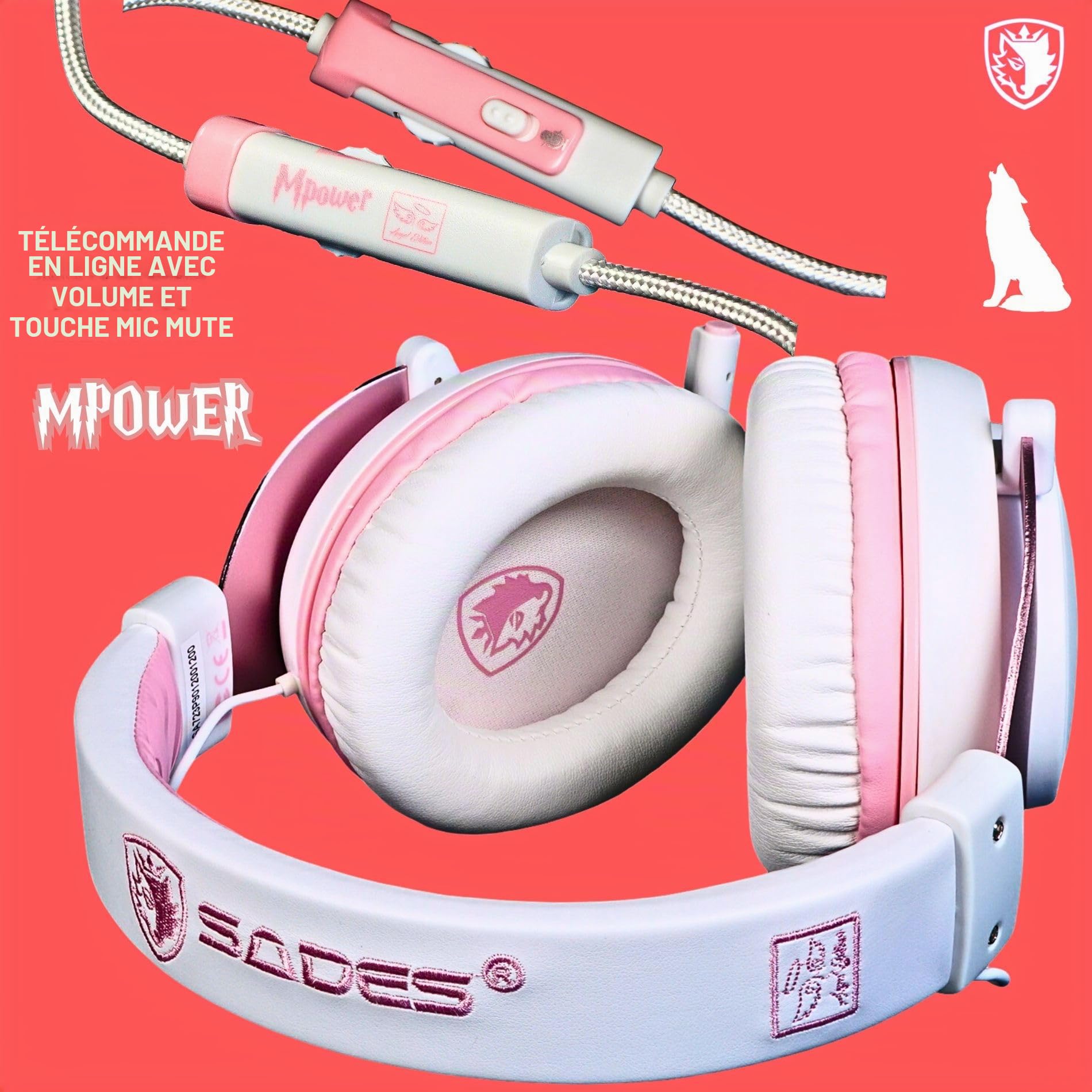 SADES Mpower SA-723 Casque de Jeu Rose Normal