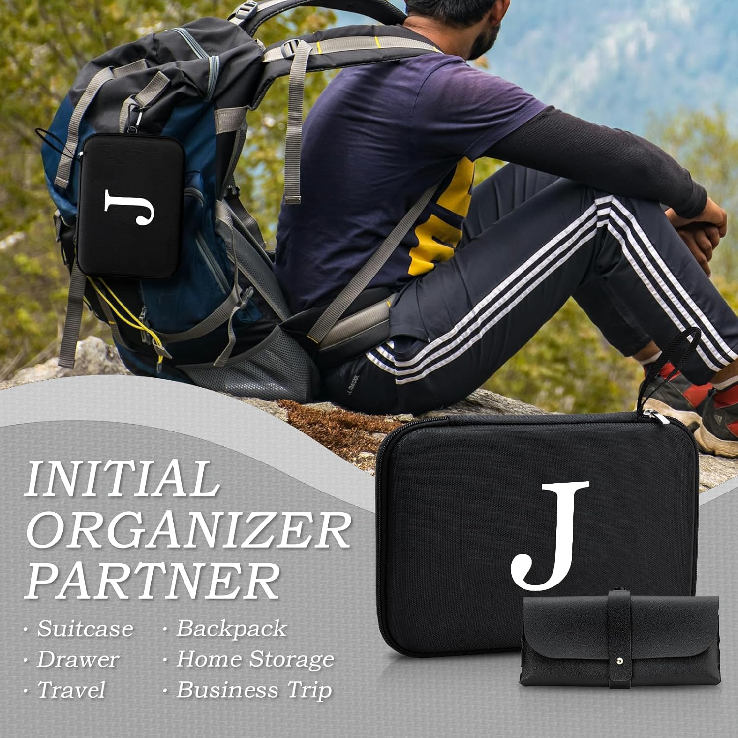 Personalized Initial Hard EVA Shell Sunglass Organizer Case Birthday Gifts for Women Men with Metal Carabiner