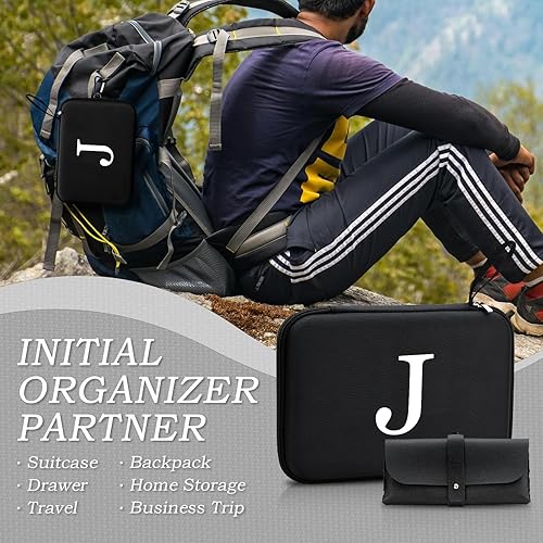 Miniatura 3 de Estuche organizador de lentes de sol duro con inicial personalizada de EVA, regalos de cumpleaños para mujeres y hombres con mosquetón de metal