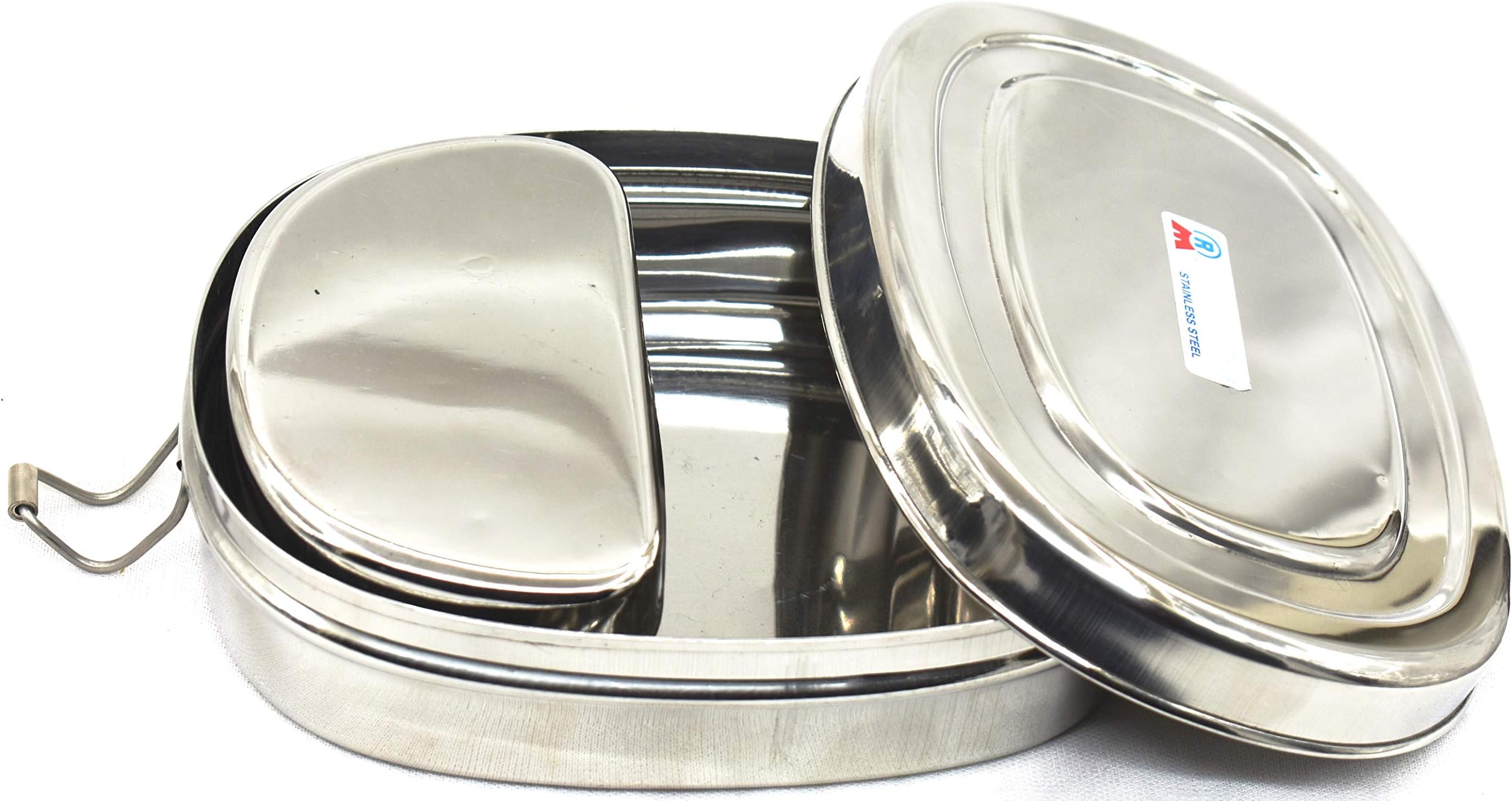 Buycrafty Rectangular Stainless Steel Lunch Box with Additional Container Indian-Tiffin Box