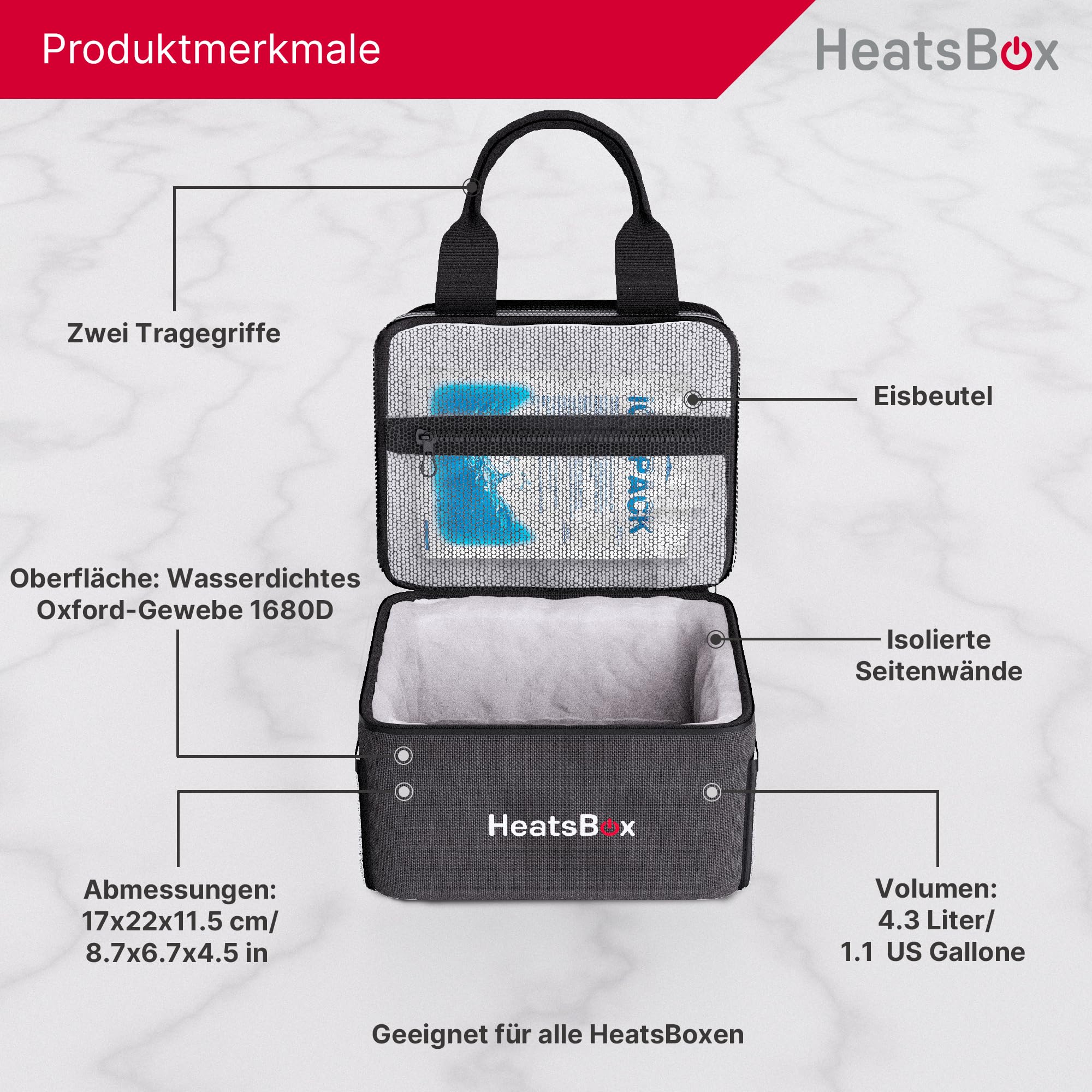 Faitron HeatsBox Carry Bag: Fortschrittliche Isolierung, multifunktionale Fächer und Haltbarkeit, elegant für Mahlzeiten unterwegs