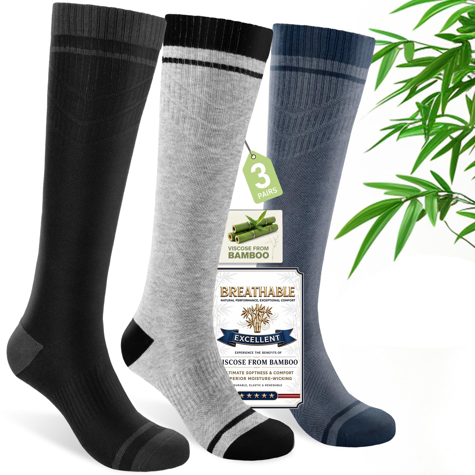 SONORAN Bamboo Viscose Compression Socks for Women & Men, 15-20 mmHg
