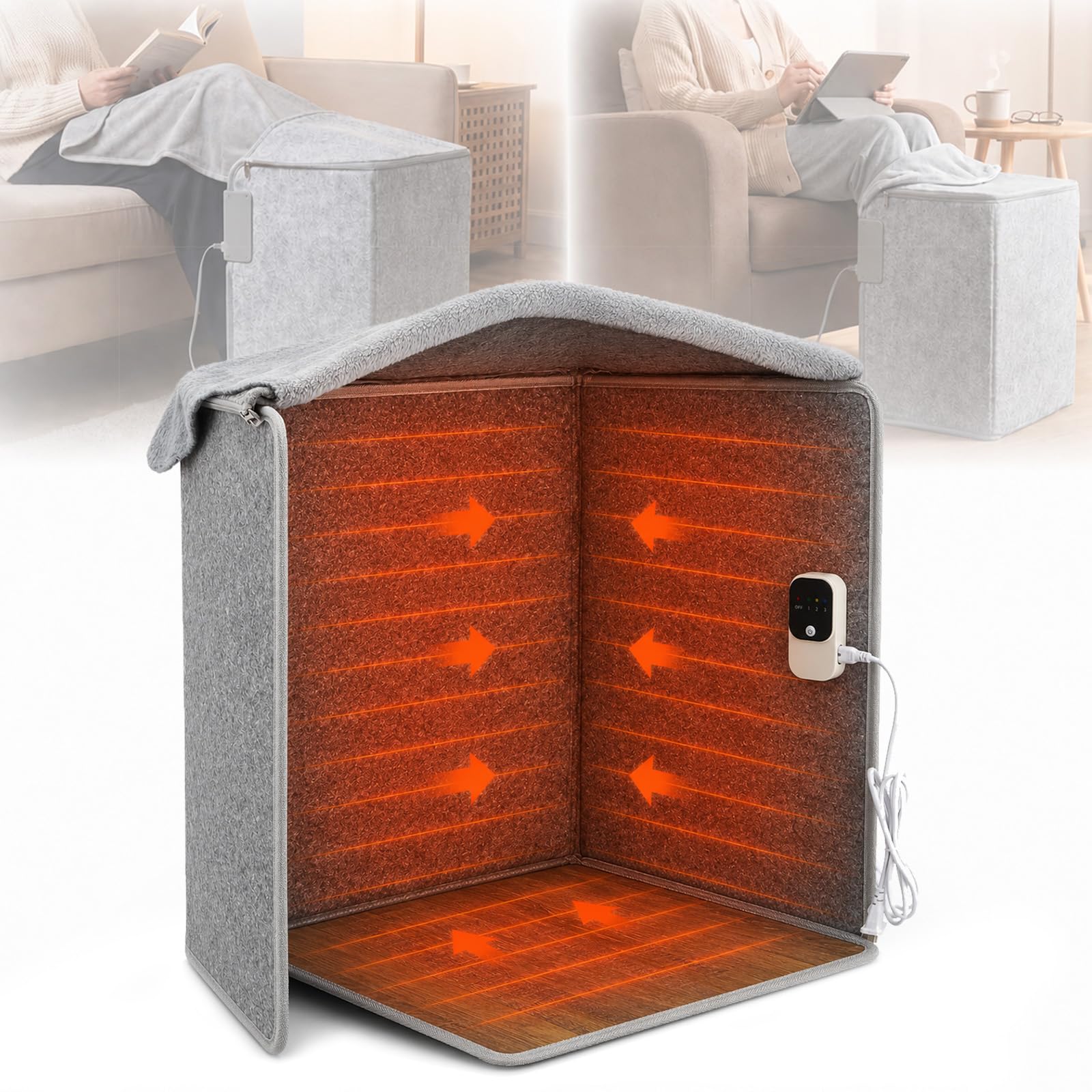 Chauffe Pieds Sous Le Bureau, Jambière Portable Sous Le Bureau , Mur Chauffe Piedà 360 Degrés avec Minuterie , Puissance 170W Chauffage Rapide pour sous Bureau Chauffe-Jambes Et Pieds Verticaux