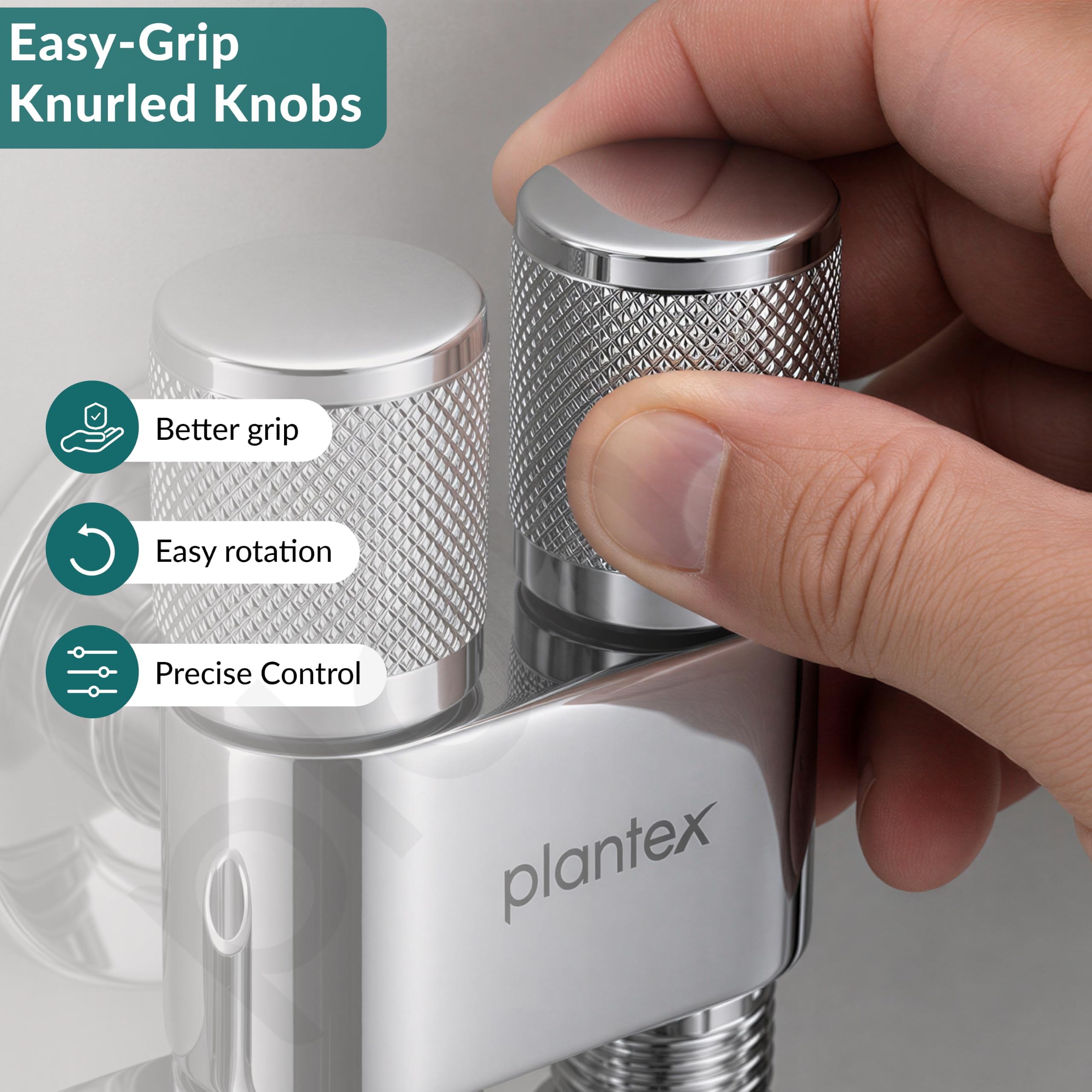 Plantex 2 Way Angle Valve - Dual Outlet Chrome -7
