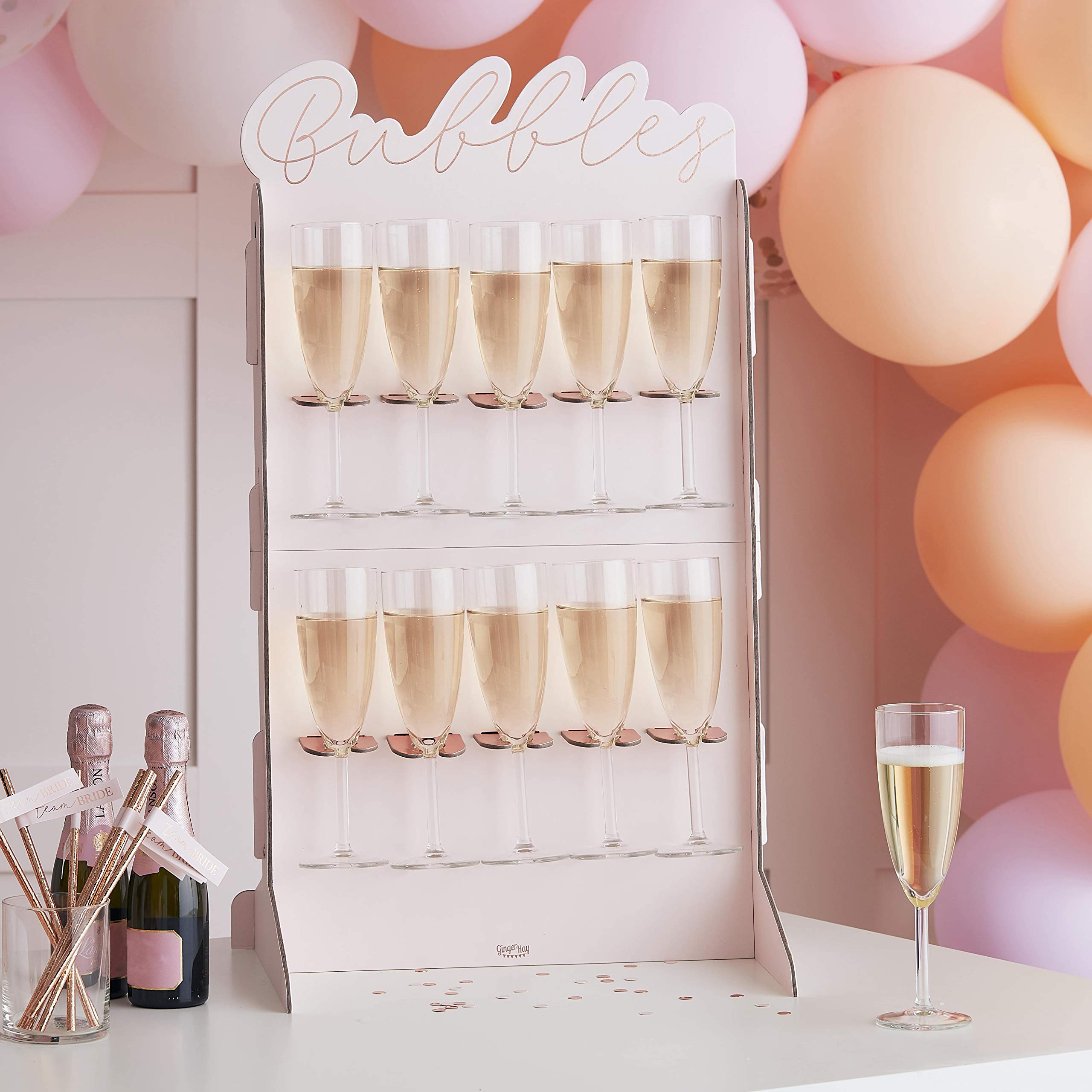 Ginger RayRose Gold Foiled & Blush Drinks Wall - Hen Party Decoration