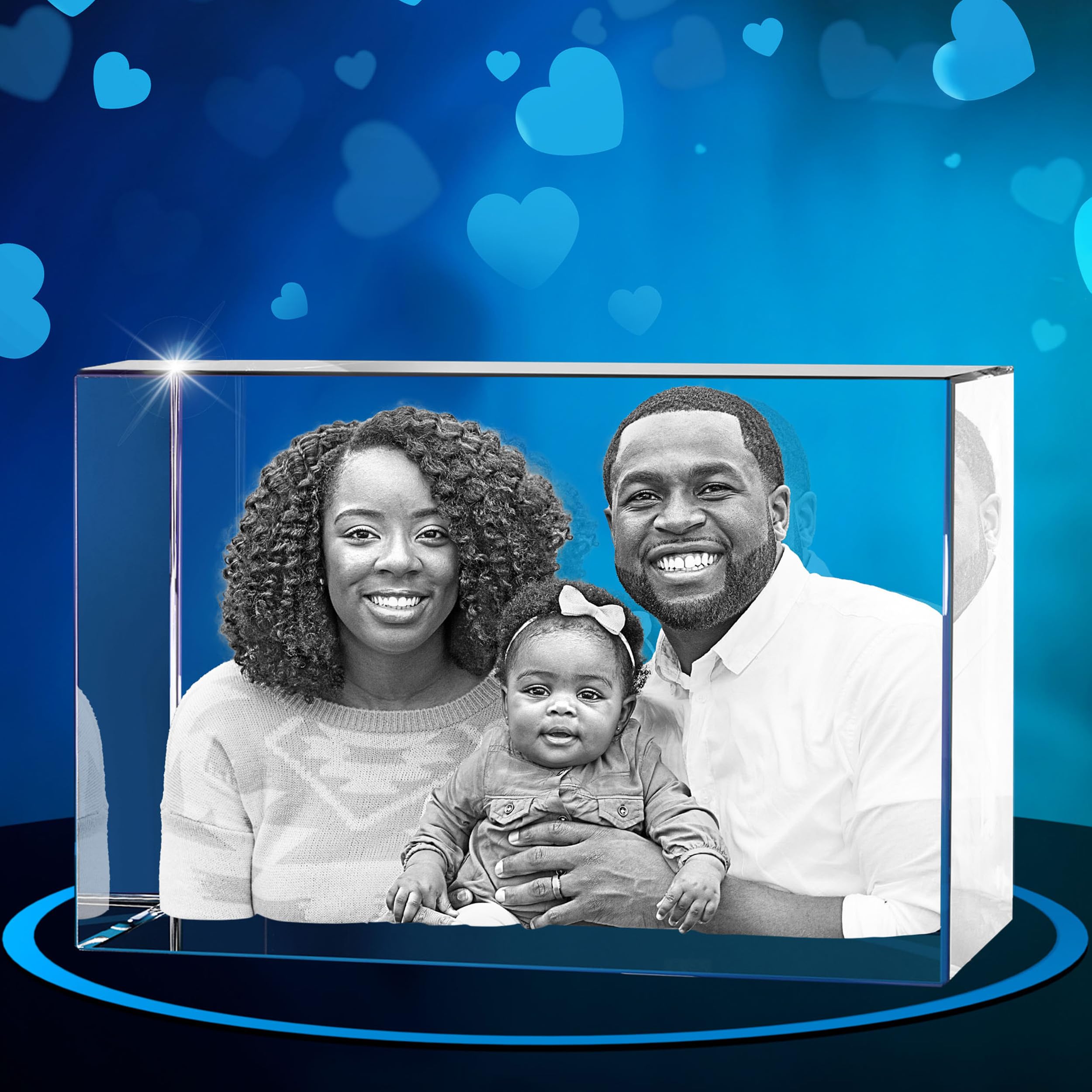 ArtPix 3D Crystal Photo, Valentines Day Personalized Gifts for Women, Wife, Men, Her, Him, Great V-Day Custom Gift With Your Own Photo, Customized Glass 3D Laser Etched Picture Wedding