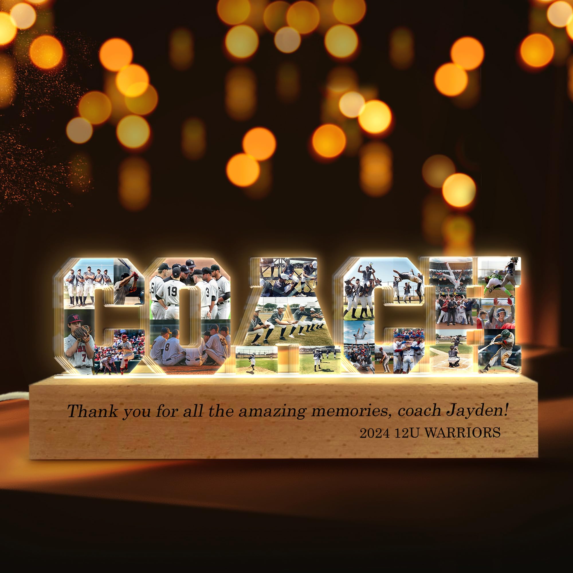 Personalized Coach Photo Collage LED Night Light