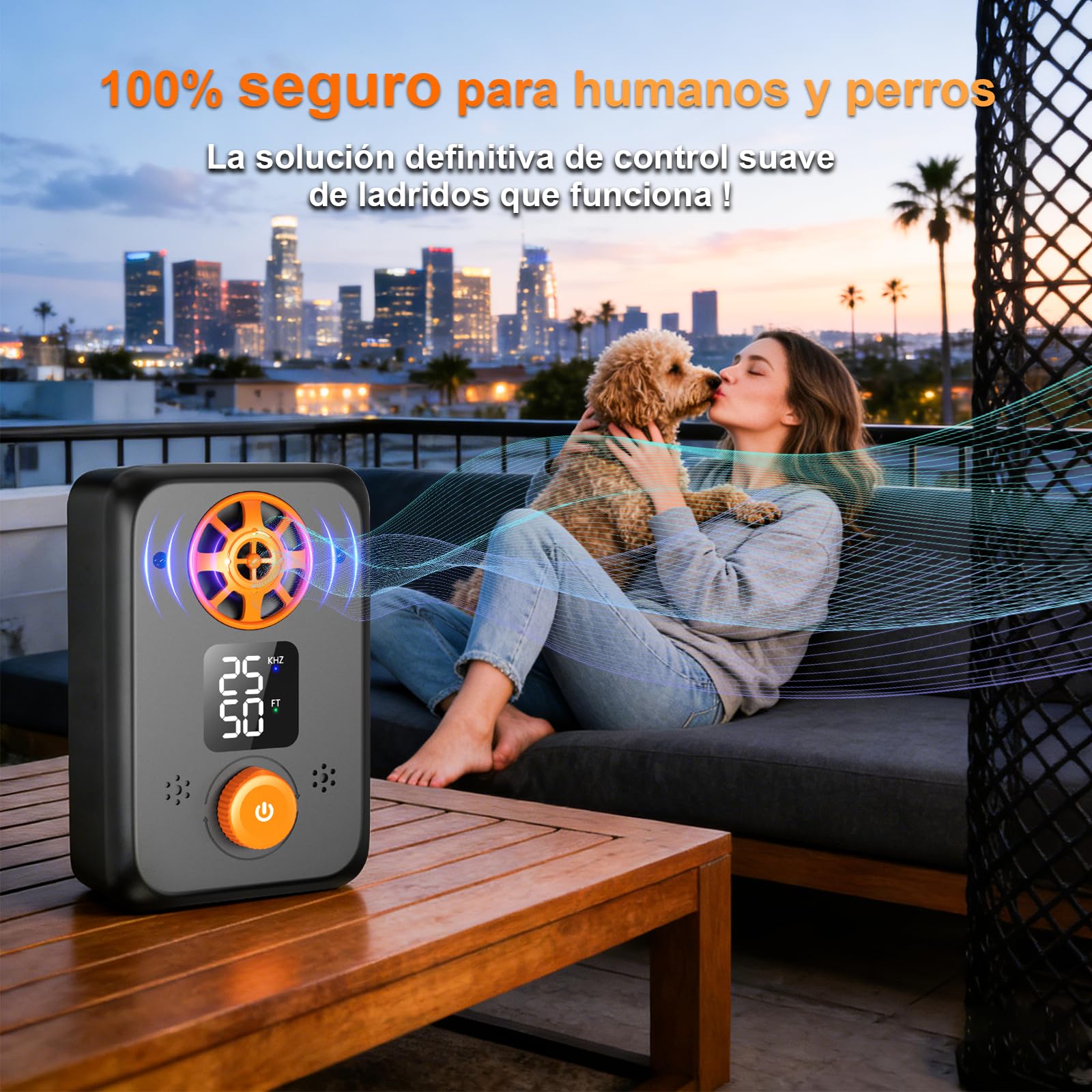 Antiladridos para Perros Ultrasonidos - Dispositivo Repelente con 5 Frecuencias, 3 Modos y Auto Detención Efectivo para Interior y Exterior