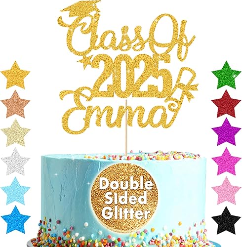 Miniatura 2 de Decoración personalizada para tartas de felicitaciones, sombrero de graduación para estudiantes de clase 2023, tarjeta de purpurina de doble cara,