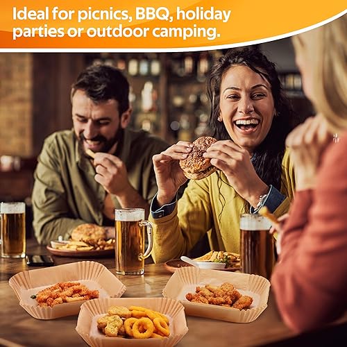 Miniatura 6 de Forros de papel pergamino desechables para freidora de aire, 100 forros grandes para freidora de aire para canasta de 5 a 8 cuartos de galón, hojas