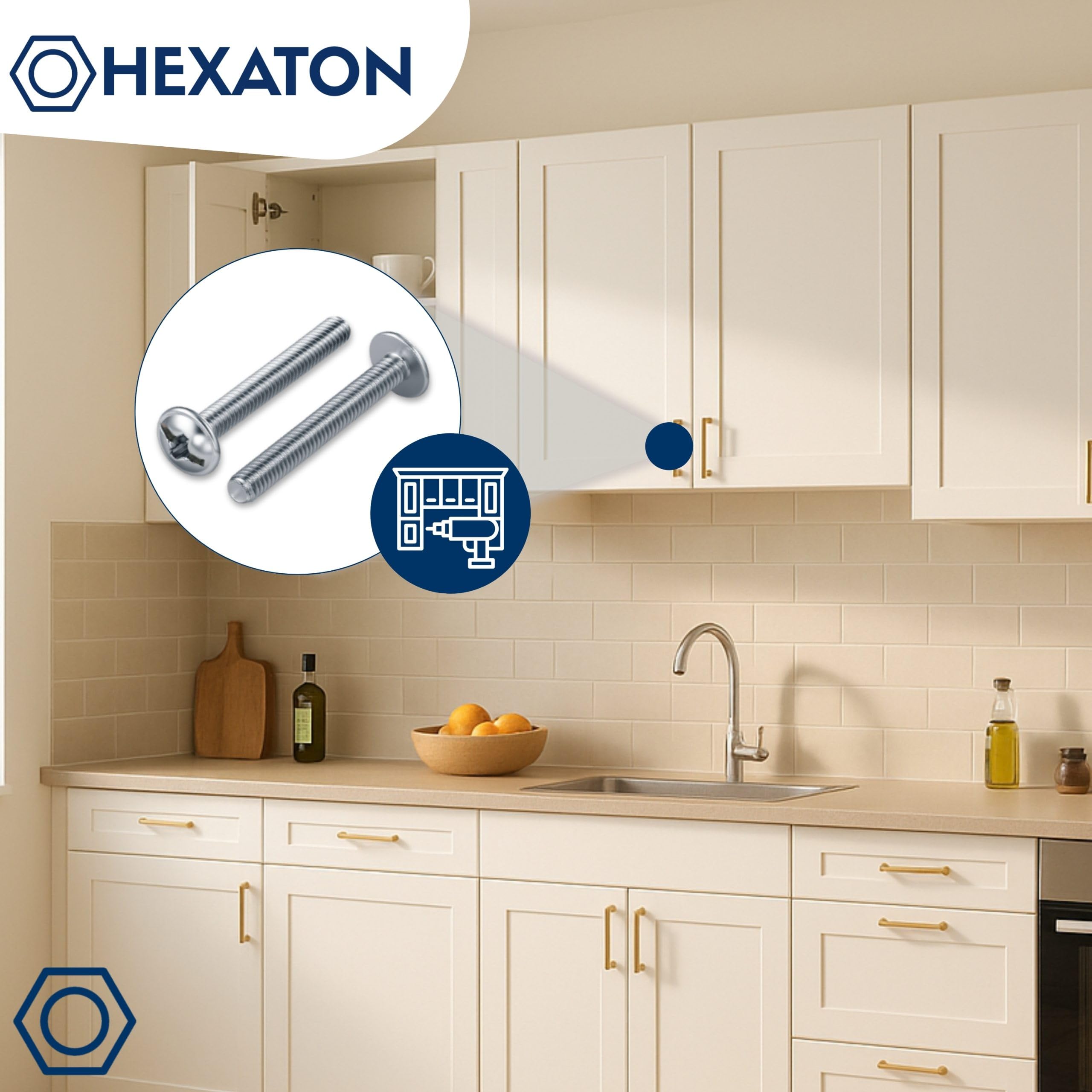 HEXATON Tornillos Métricos con Cabeza Redonda Pozidriv M4 x 27 mm – 100 Piezas – DIN 967 – Acero Galvanizado – Rosca Completa
