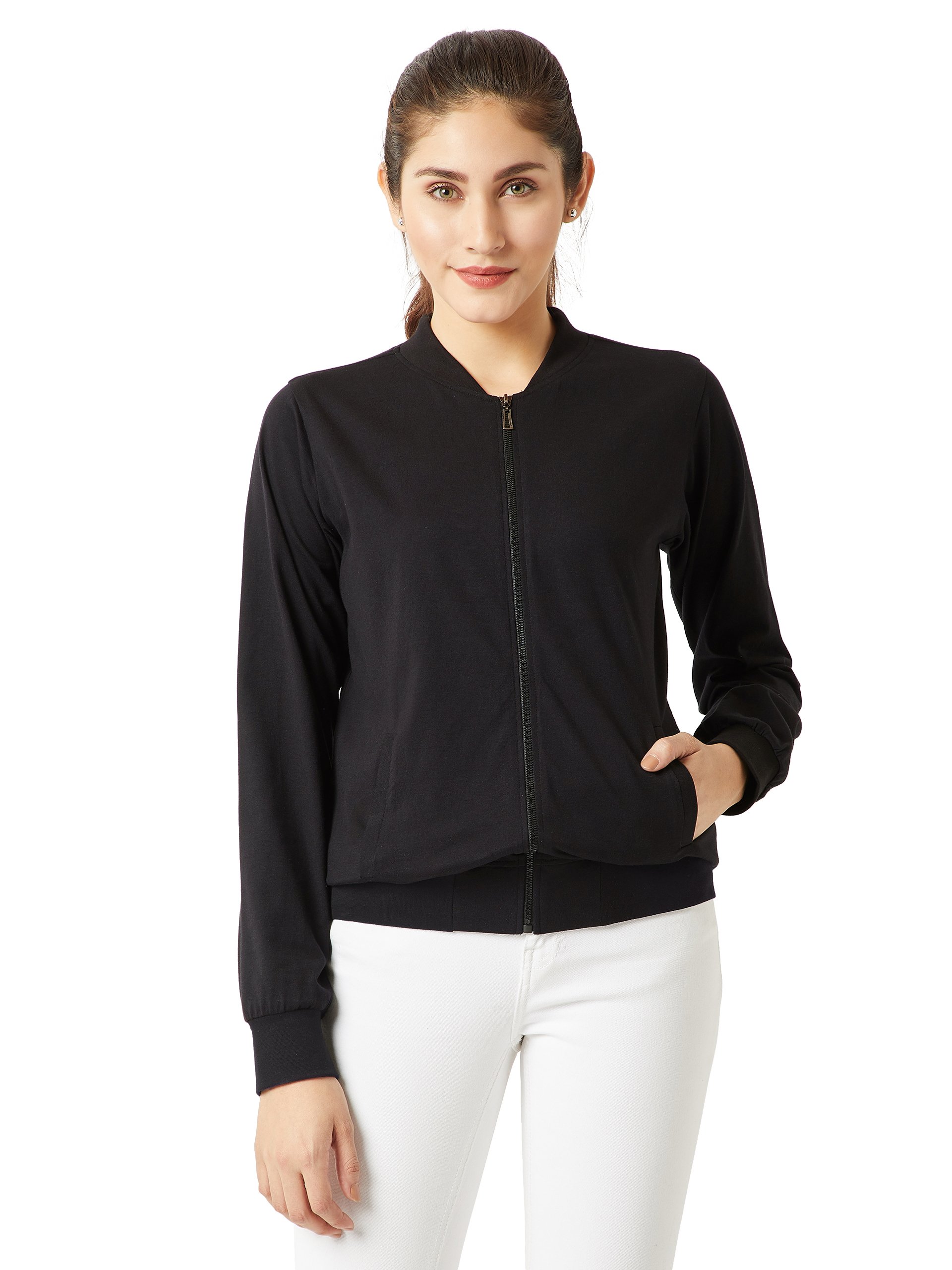 Women's Cotton Full Sleeves Regular Fit Bomber Jacket | 2 Colors