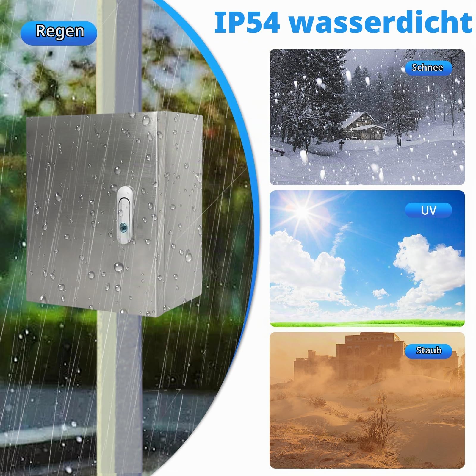 Edelstahl Schaltschrank Verteilerkästen,30x25x16CM IP54 Verteilerkasten Außen Wasserdicht,Wandmontiert mit Schloss Zählerkasten,0.6mm Verdickt Schaltkasten,Stromkasten,Zählerschrank Aufputz