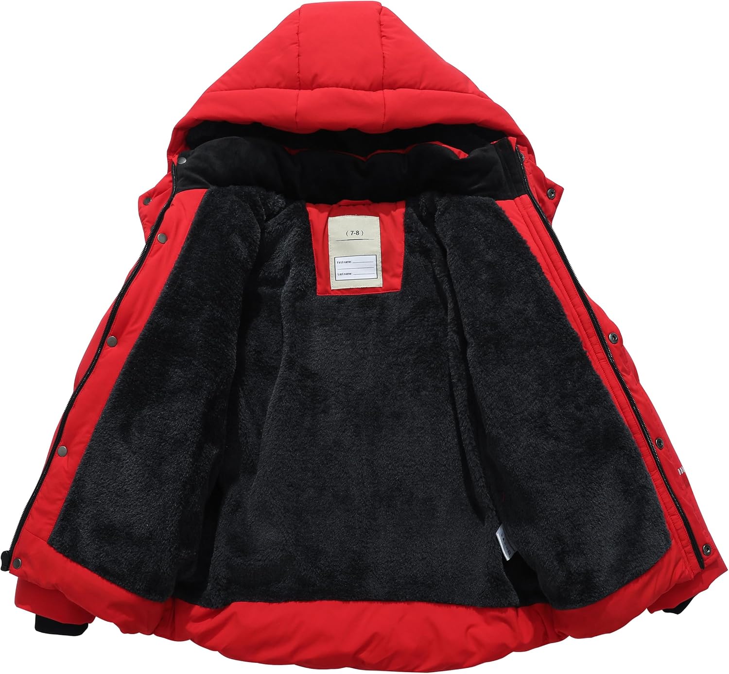 BYLESIN Kids Boy's Waterproof Puffer Cotton Jacket Warm Fleece Lined Down Coat Thick Hooded Winter Coat - Image 3